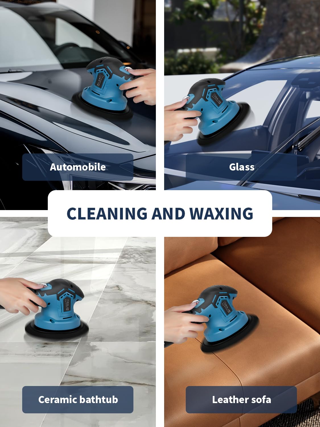 2025 Cordless Car Buffer Polisher Kit - 12V 2000mAh Lithium Battery, 6-Speed Adjustable (5000 RPM) for Detailing, Waxing & Sanding | Portable Auto Polishing Machine for Cars, Boats & RVs