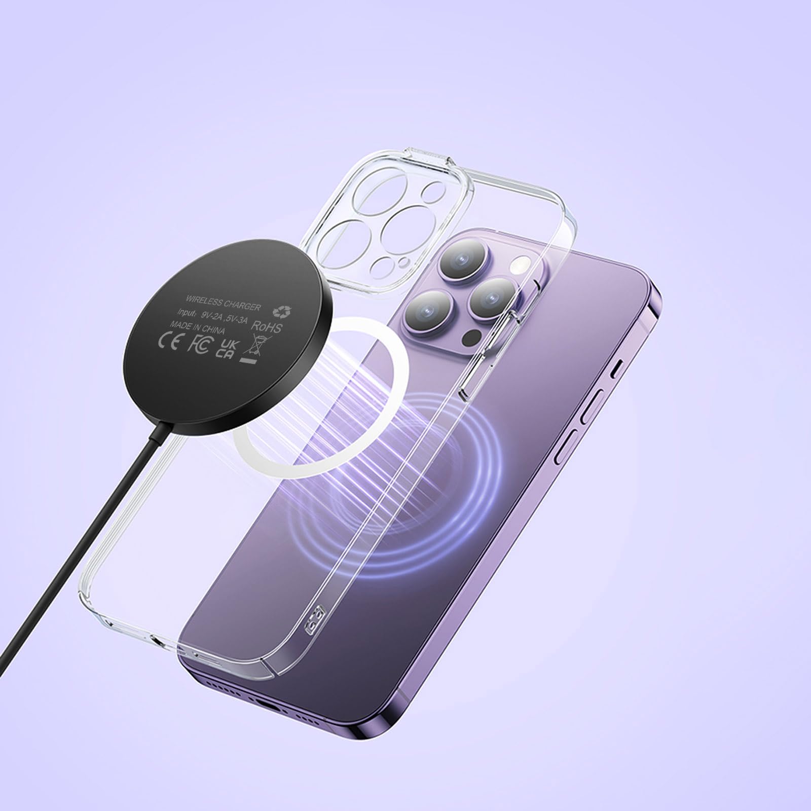 Magnetic Wireless Charger Pad - Fast Qi-Certified Charging Station for iPhone 16/15/14/13/12 Pro/Max/Plus/Mini & AirPods 4/3/Pro 2 - Dual Port USB-C & USB-A Charger with Strong Magnets - Perfect for Home, Office & Car Use