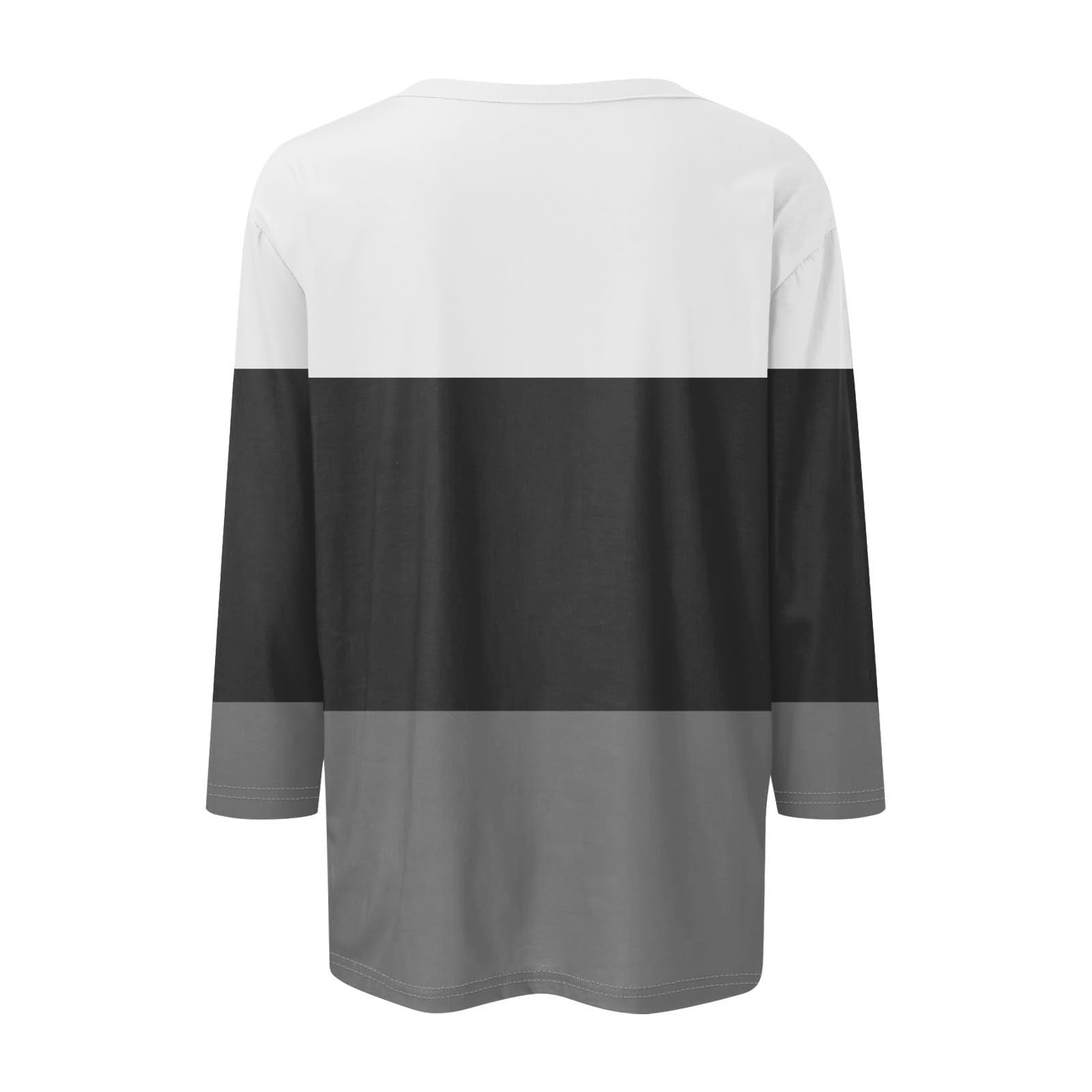 Women's 3/4 Sleeve Striped Color Block T-Shirt - Round Neck Casual Top for Work, Date Night & Everyday Wear