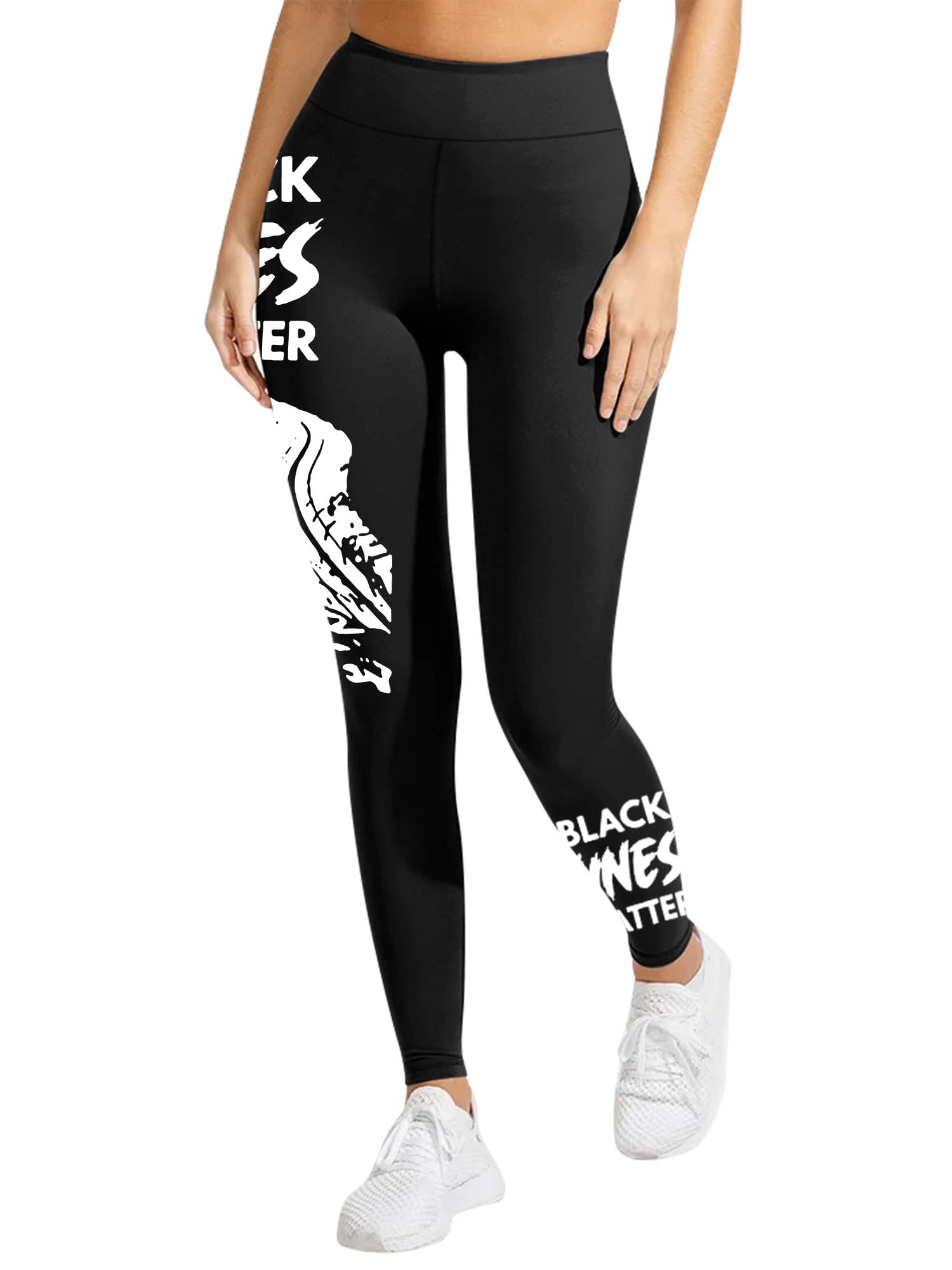BLM Women's High Waist Yoga Pants - Tummy Control Workout Leggings for Gym & Streetwear