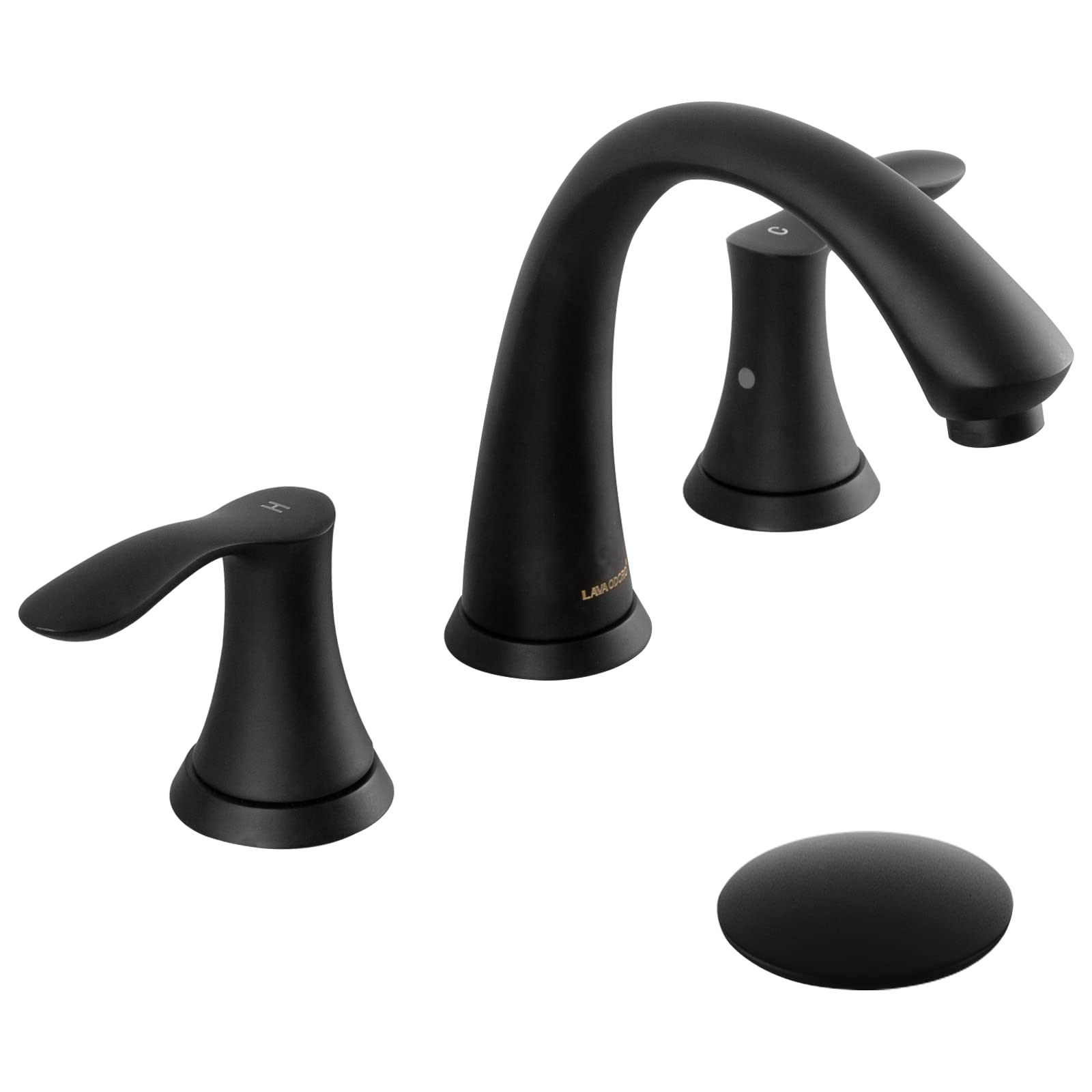 Matte Black 8 Inch Widespread Bathroom Sink Faucet - 3 Hole 2 Handle Vanity Faucet with Pop-Up Drain Assembly (Model BF405-MB) - Perfect for Modern Bathroom Renovations & Luxury Home Decor