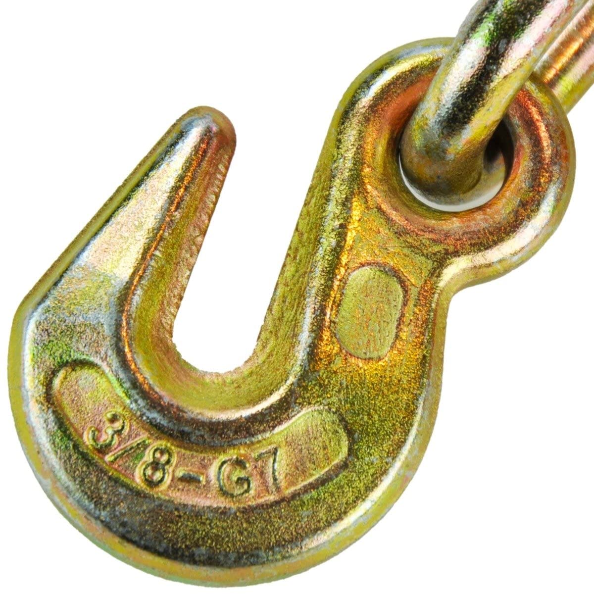 VULCAN Grade 80 3/8 Inch x 20 Foot Chain and Binder Kit - 2 Chains & 2 Binders - 7,100 lb SWL - Heavy Duty Towing, Cargo Securing, Trailer Safety - Perfect for Trucks, Trailers, and Construction Equipment