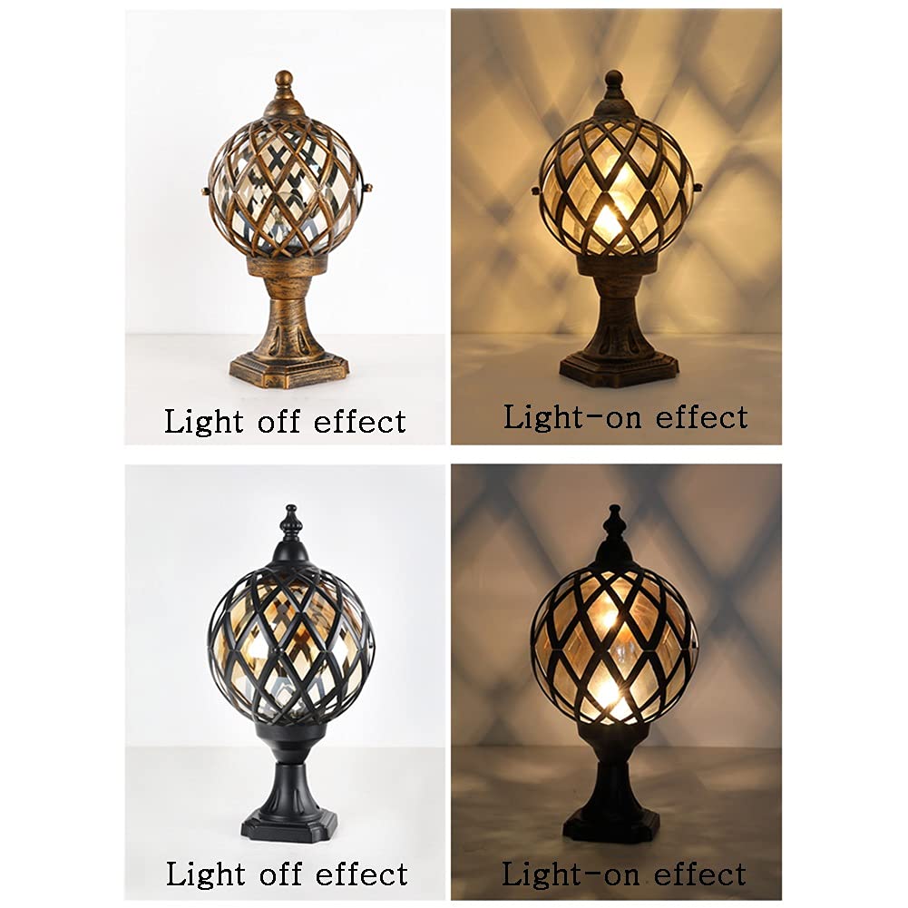 Black Small Ball-Shaped LED Deck Post Lights - Waterproof Outdoor Garden Pillar Cap Lighting for Pathways, Patio & Landscape Decoration | Energy-Efficient Dusk to Dawn Path Lights
