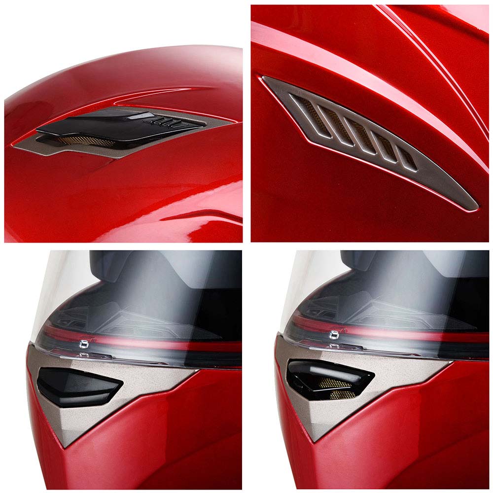 TheLAShop DOT Approved Full Face Motorcycle Helmet with Dual Visor - High Visibility RUN F Red for Street Biking & Racing - Safety Gear for Men & Women