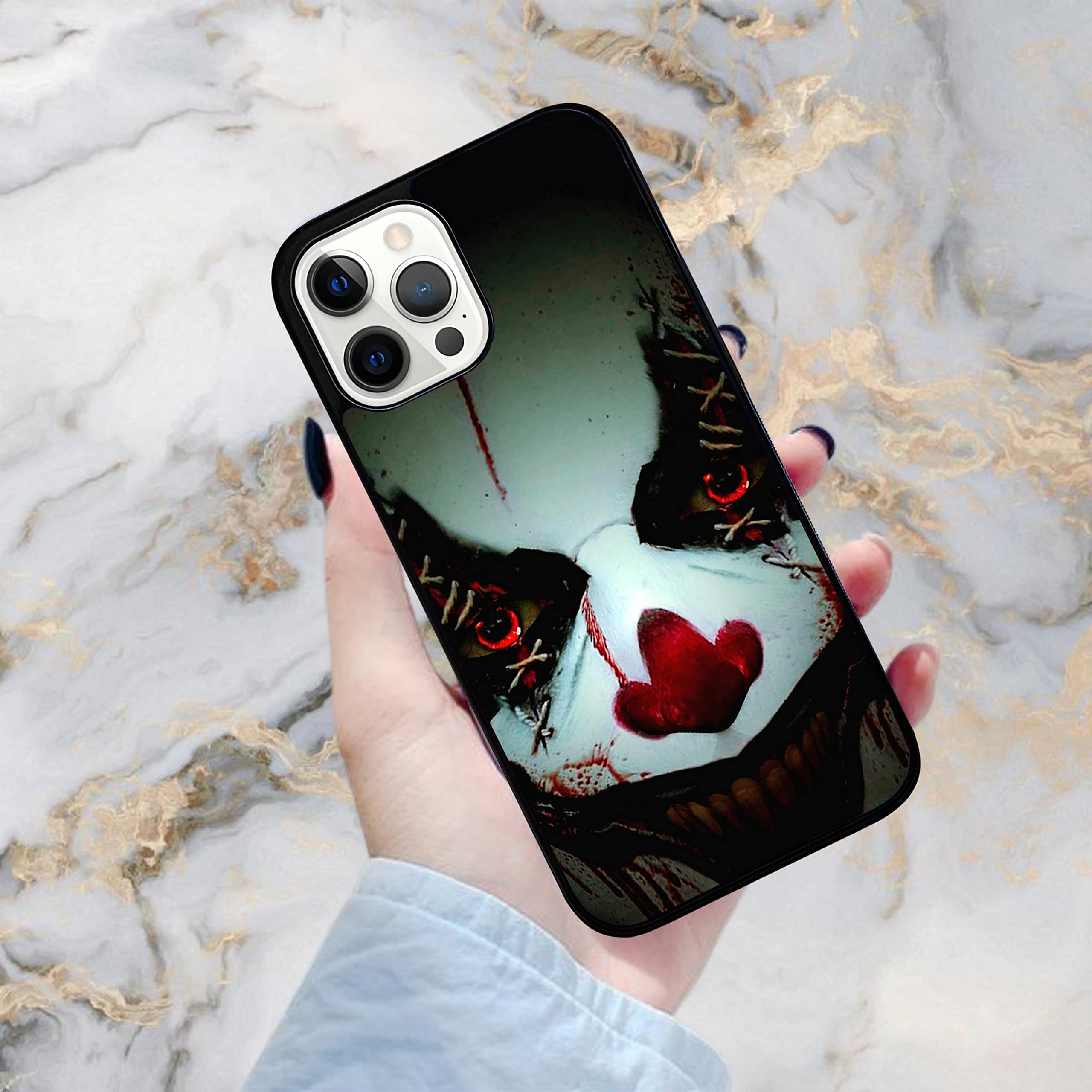 Horror Halloween Clown Phone Case for iPhone 13 Pro Max - Scary Design, Durable TPU Rubber, Shockproof & Non-Slip Slim Protective Cover (Black) - Perfect for Halloween Parties, Cosplay & Horror Theme Events