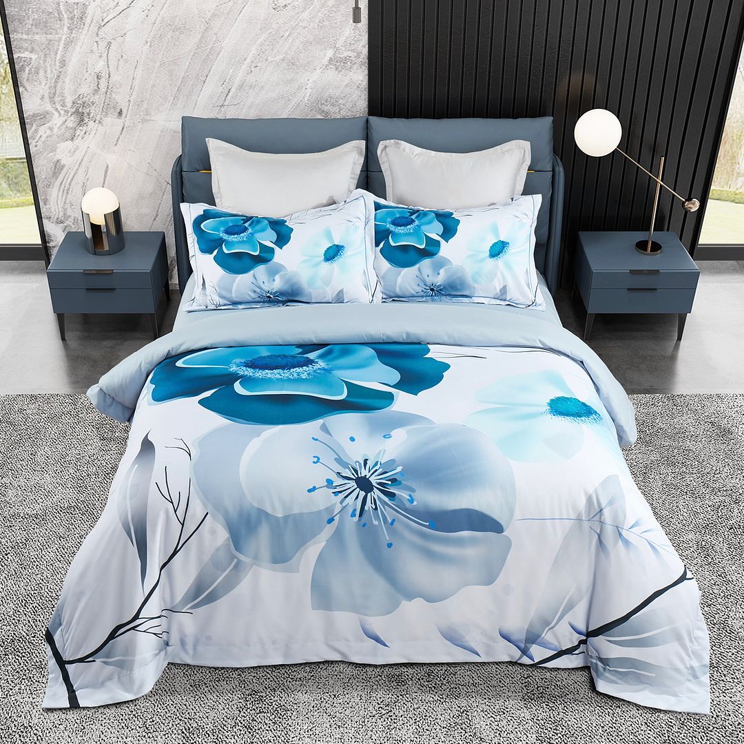 Julieta Floral Quilt Cover Set - Super King Size Bedding (120x120 Inches) - Luxury 3-Piece Duvet Cover Set with Pillowcases - Perfect for Master Bedroom, Guest Room & Hotel Decor