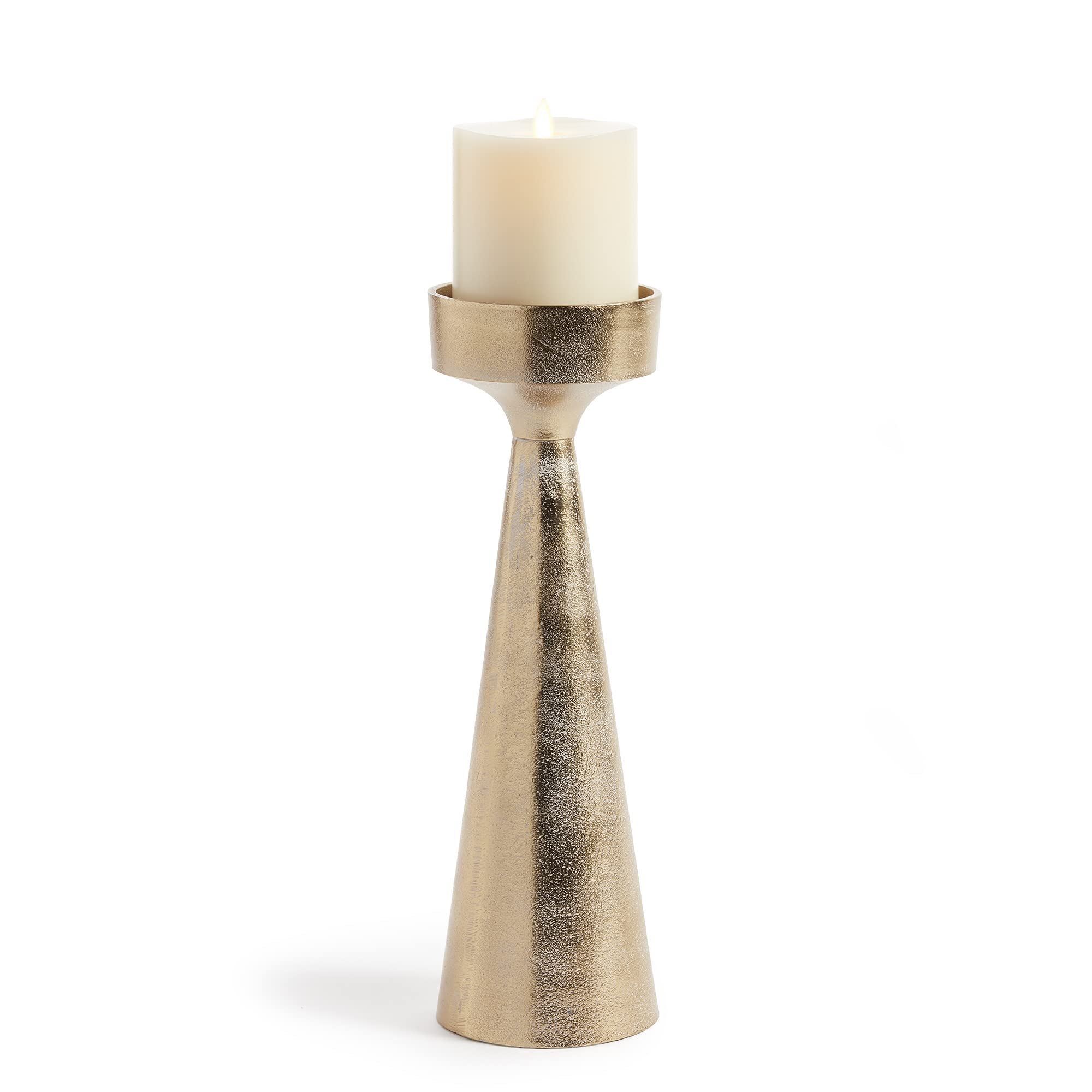 Napa Home & Garden Florence Large White Ash Gold Candle Stand - Elegant Home Decor for Living Room, Bedroom, or Wedding Centerpiece