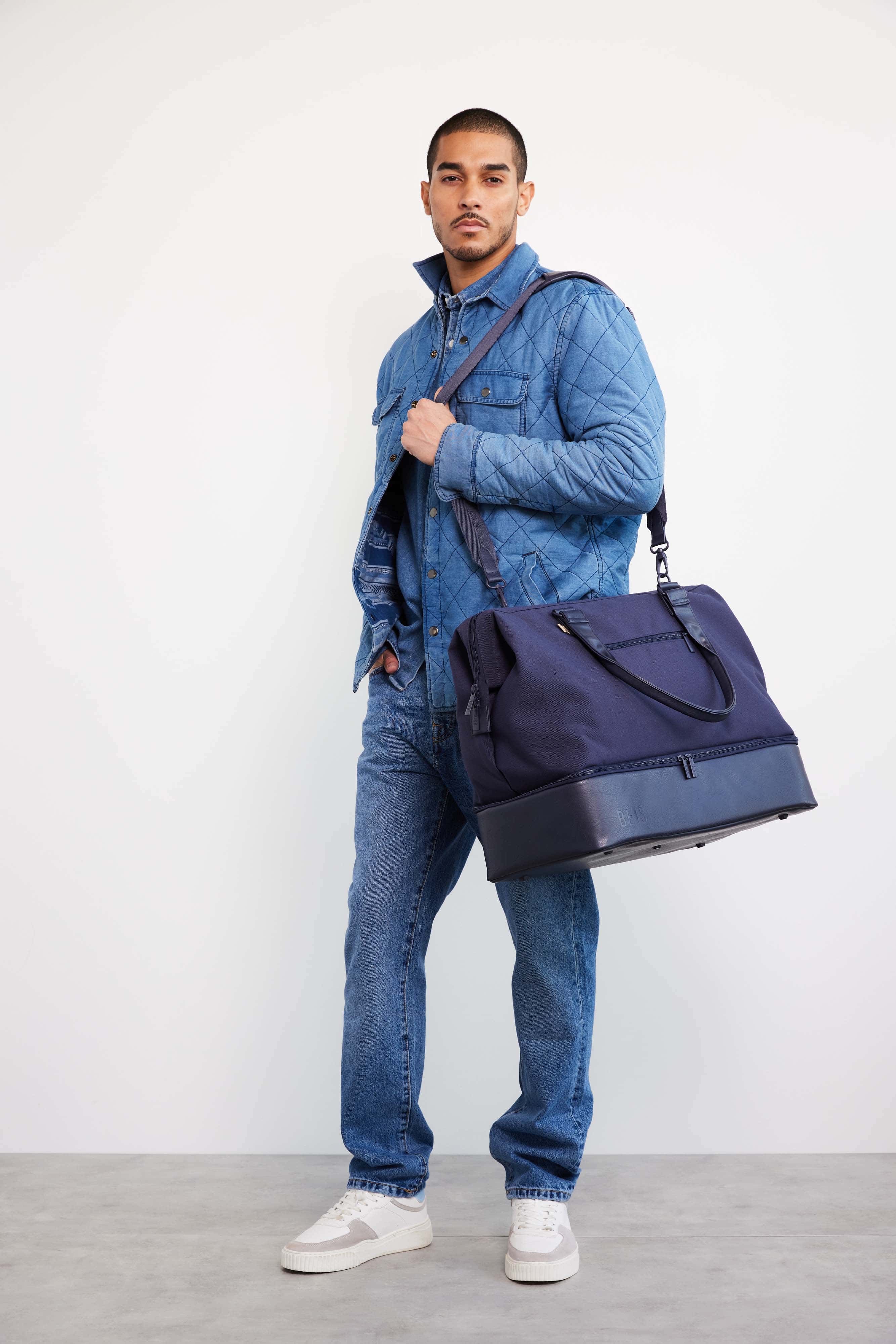 The Weekender Duffle Bag in Navy Blue - Perfect for Travel, Gym & Weekend Getaways | Water-Resistant & Spacious Carry-On