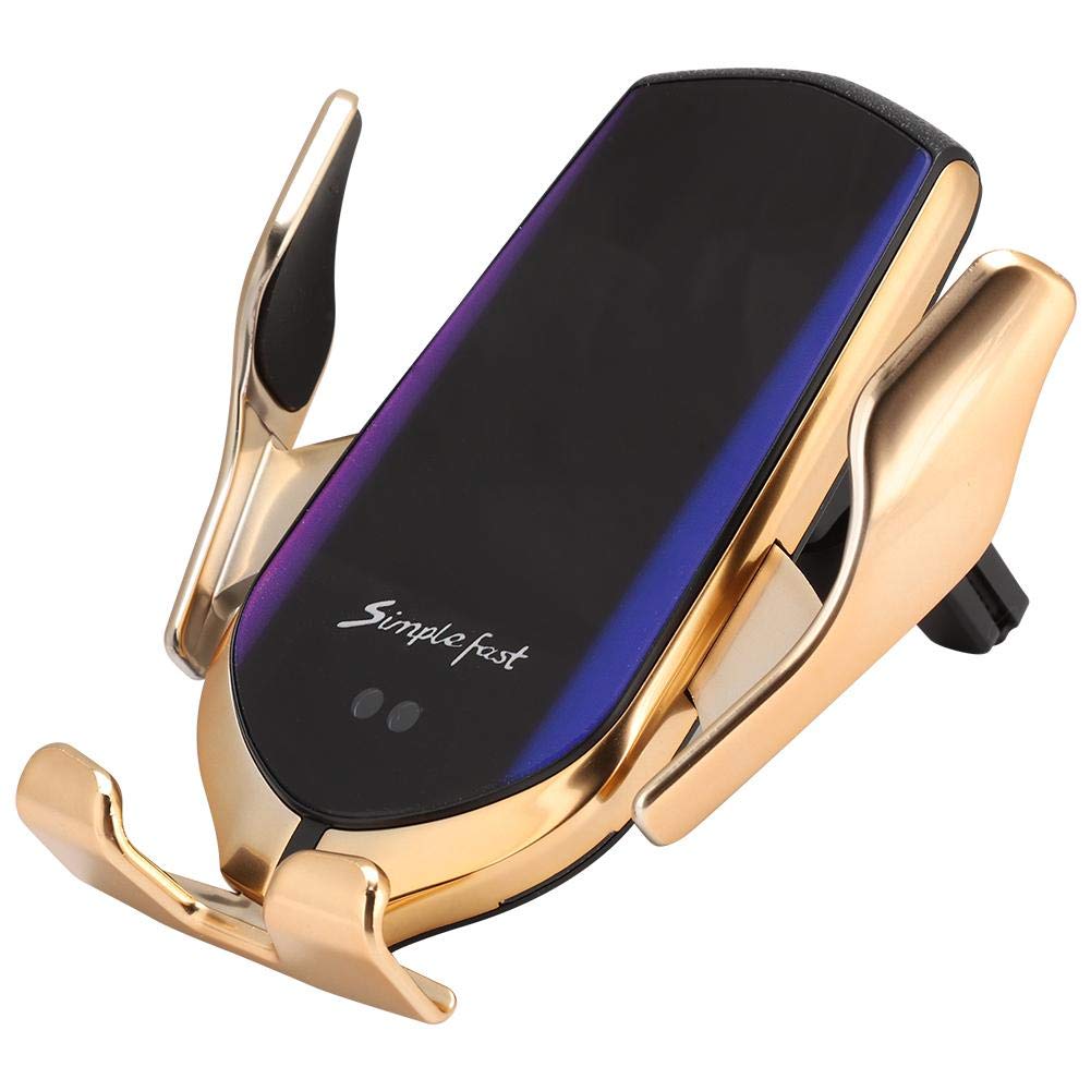 Amonida Universal Car Phone Holder - Durable Air Vent Mount for Qi Wireless Charging Compatible Smartphones (Golden) | Perfect for Hands-Free Driving, GPS Navigation & Safe Commuting