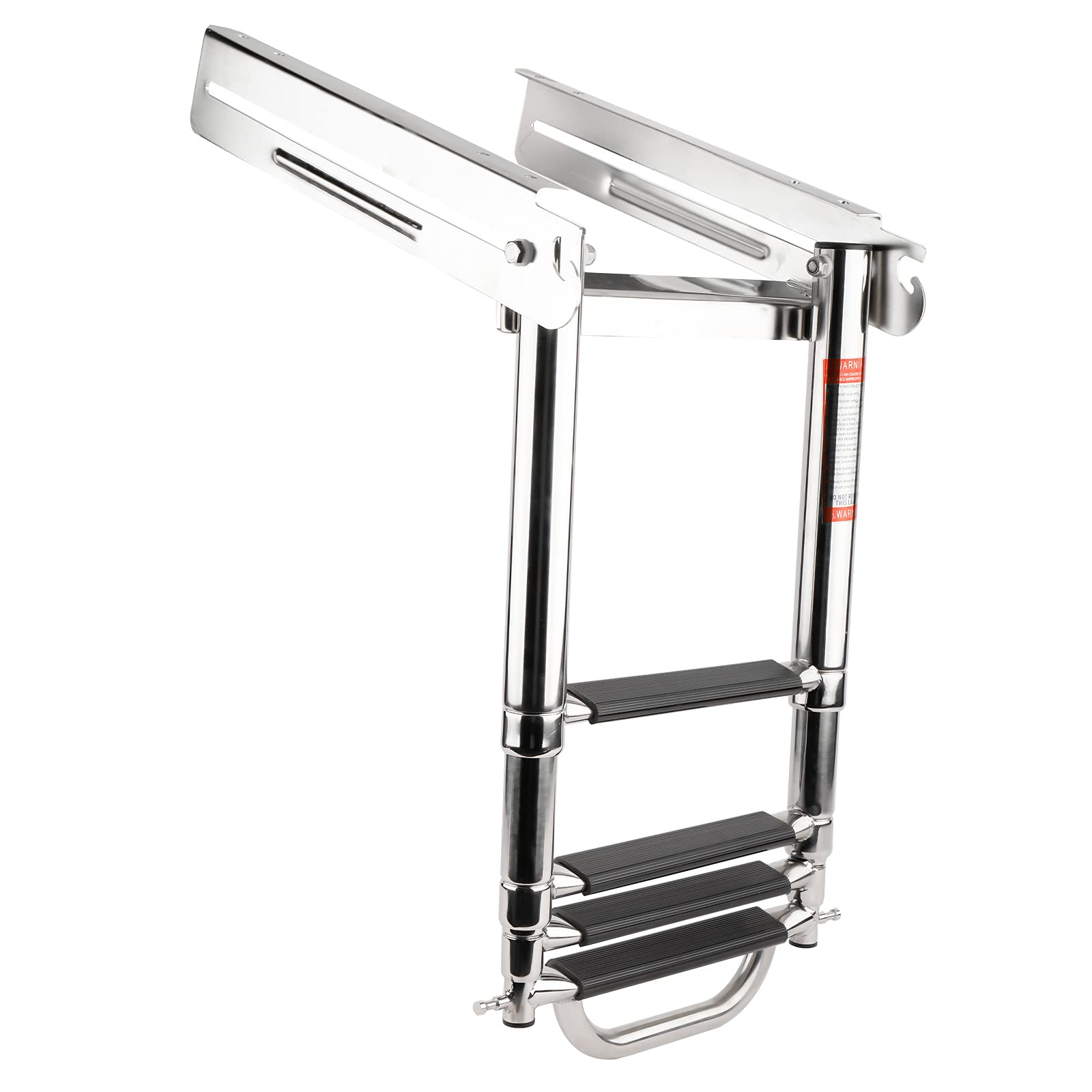 **Amarine Made 4-Step Stainless Steel 316 Boat Ladder – Spring Loaded Sliding Ladder with Carry Handle & Pop-N-Lock for Swim Platform – Perfect for Boating, Fishing & Water Sports**