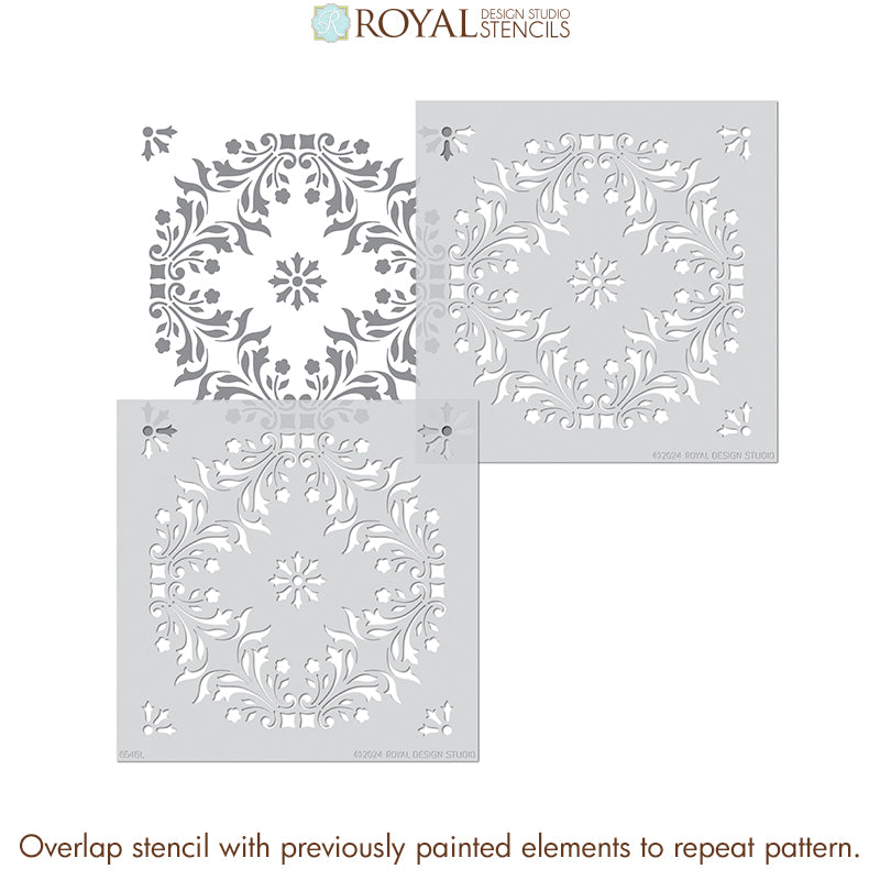 Large Sintra Tile Patio Stencil - Reusable Concrete & Wood Deck Stenciling Template for Outdoor Floor, Garden Pathways & DIY Backyard Projects