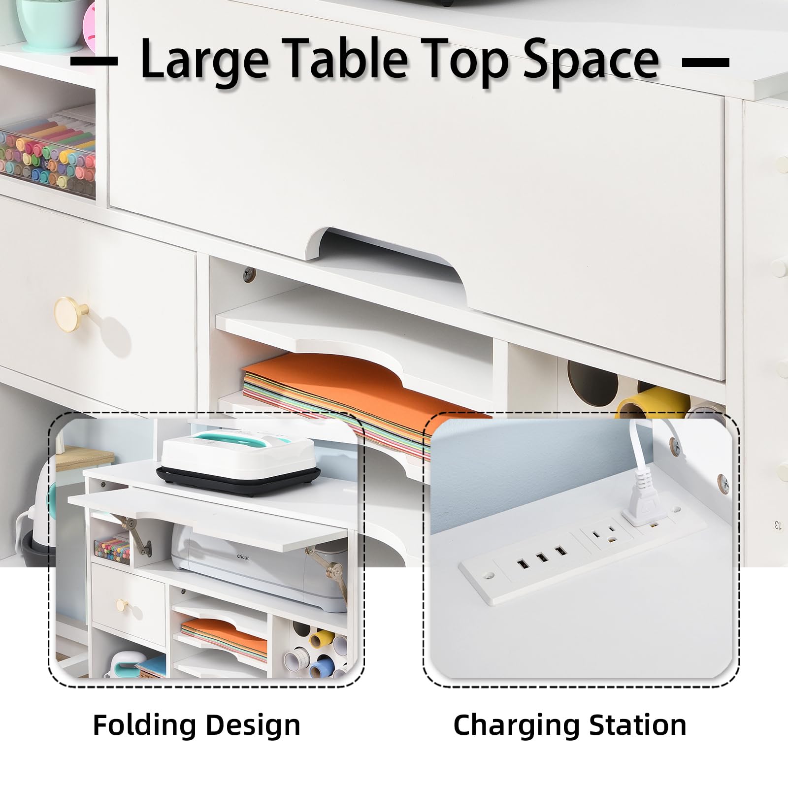 Cricut Compatible Craft Storage Cabinet with Power Outlet & Pegboard - Organizer for Vinyl, Tools & Supplies - Perfect for Scrapbooking, DIY Projects & Home Craft Stations