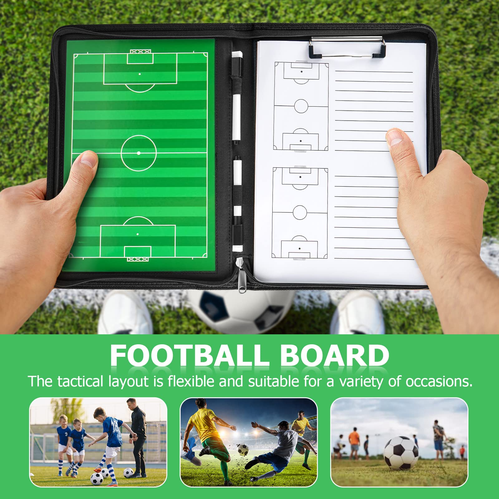 Joyeee Magnetic Soccer Coaching Clipboard Kit - Dry Erase Football Tactics Board with Marker Pen, Paper & Magnets | Perfect for Coaches, Players & Team Strategy Sessions | Portable Playbook Organizer for Training & Game Planning