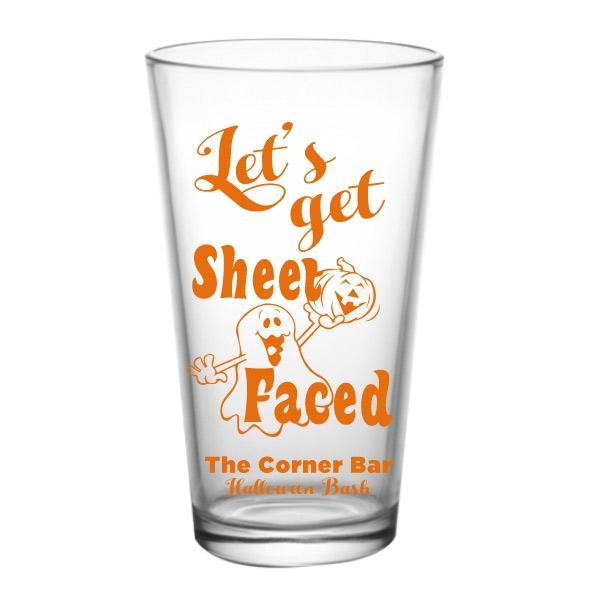 Customizable 16oz Beer Glass with Sheet-Faced Halloween Design - Perfect for Halloween Parties, Gifts & Home Bar Decor