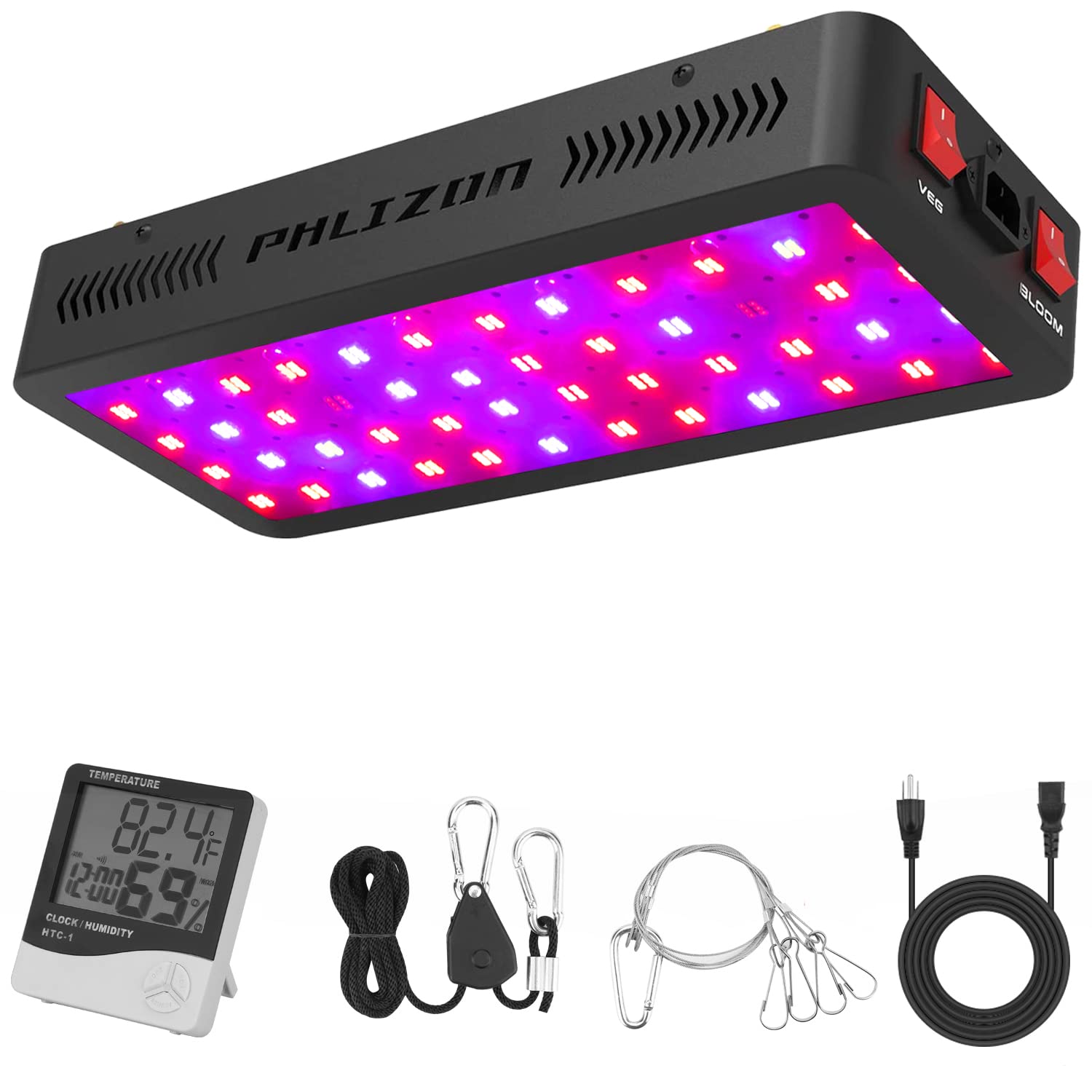 Phlizon 600W Upgraded Full Spectrum LED Grow Light with Samsung SMD LEDs - Dual Switch for Indoor Plants, Vegetables & Flowering - Perfect for Hydroponics, Greenhouse & Home Gardening