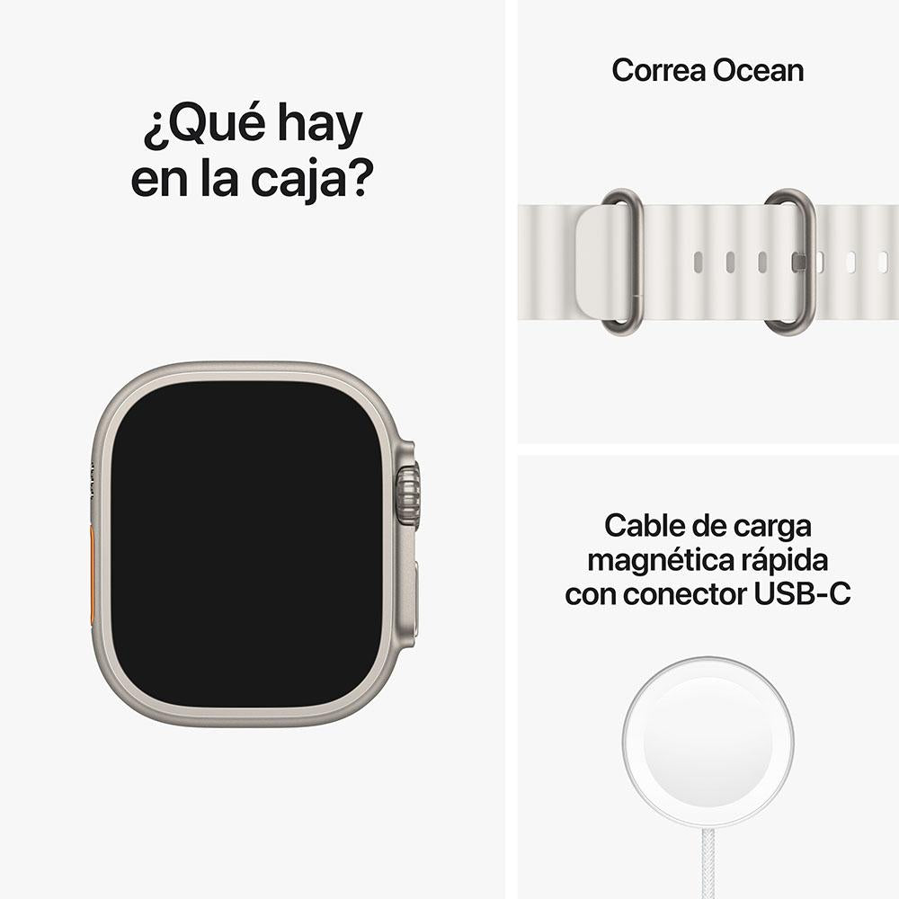 Apple Watch Ultra (GPS + Cellular) 49mm Titanium Case with White Ocean Band - Perfect for Outdoor Adventures, Swimming & Fitness Tracking