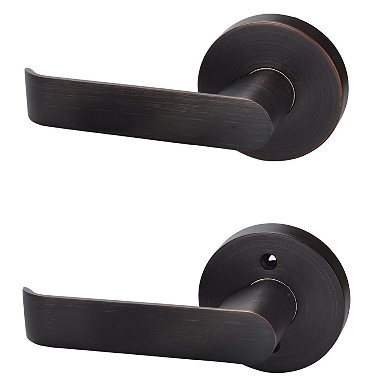 Premium Slim Square Passage Lever Door Handle Set - Heavy Duty Oil Rubbed Bronze Finish, Reversible for Left/Right Handed Doors - Perfect for Hallway, Closet & Interior Doors - Durable Hardware for Home & Office Use