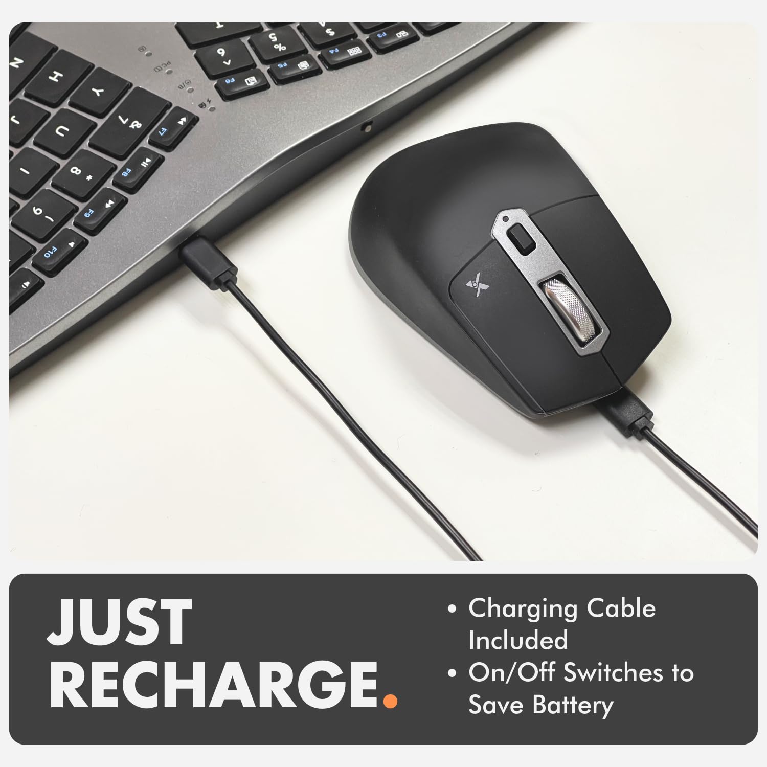 Ergonomic Wireless Keyboard & Mouse Combo - 2.4G/Bluetooth for PC & Laptop - Office & Gaming Use