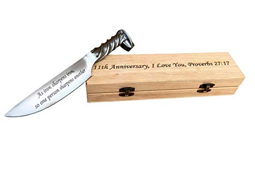 11th Anniversary Steel Gift for Him - Personalized Engraved Railroad Spike Knife - Unique Steel Gifts for Men - Perfect for Outdoor Adventures, Camping & Collectors
