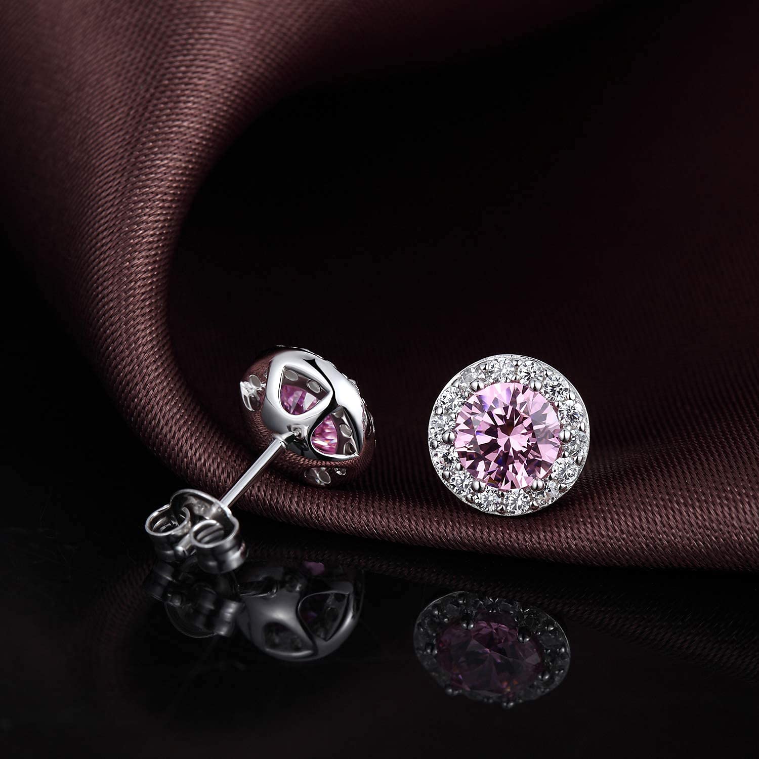 925 Sterling Silver Halo Stud Earrings for Women - Cubic Zirconia Diamond Earrings | Unisex Jewelry Gift for Anniversary, Birthday & Everyday Wear