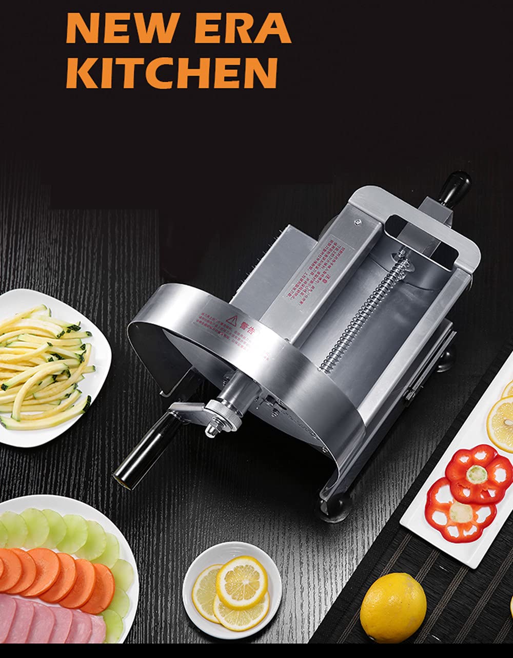 Commercial Manual Vegetable Slicer Shredder - Adjustable 0-10mm Thickness with 2 Stainless Steel Blades - Portable Handheld Kitchen Tool for Potatoes, Fruits, Lemons - Perfect for Home, Restaurant & Camping Use