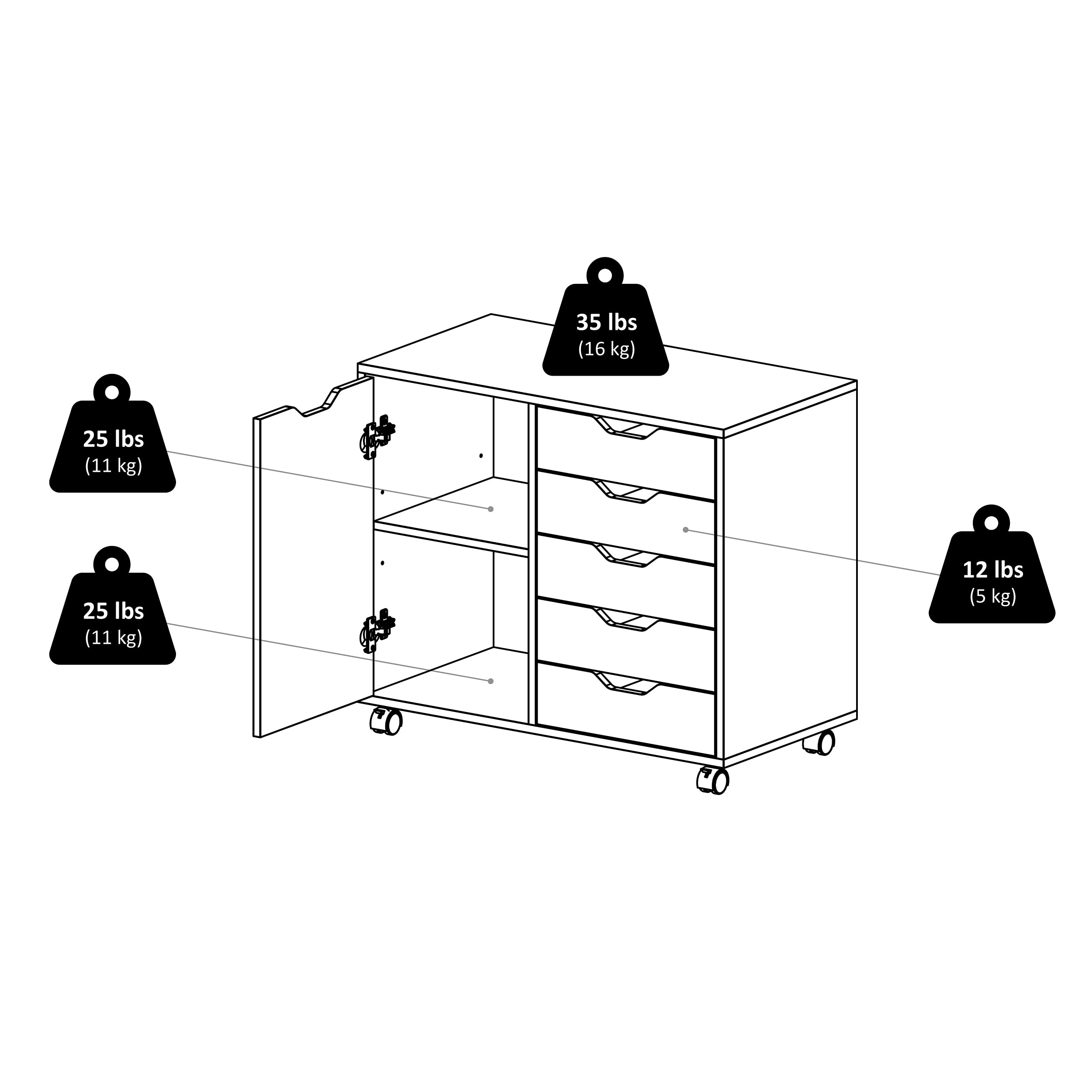 Winsome Wood Halifax White Storage Organizer for Home Office, Kitchen, Bathroom & Closet