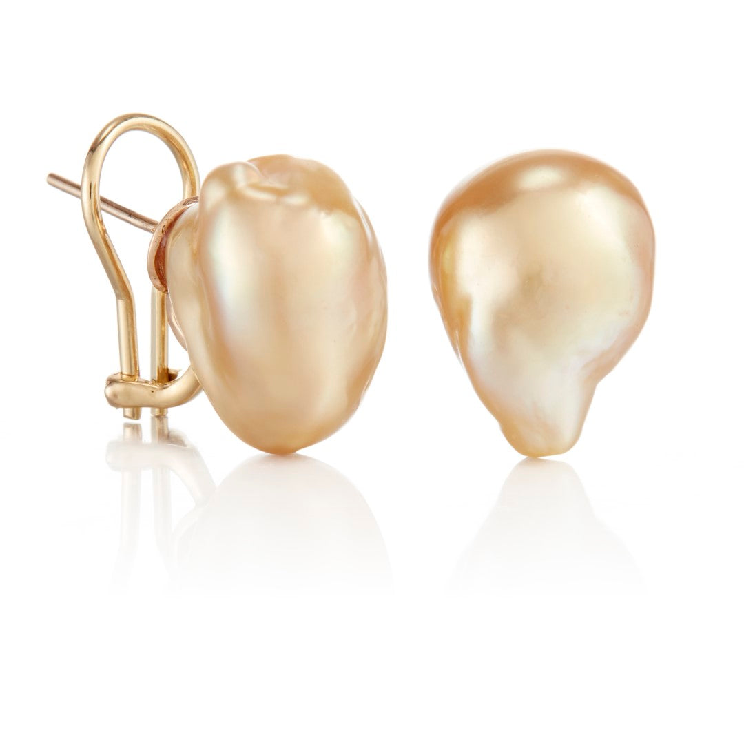 Luxury Golden Baroque South Sea Pearl Earrings for Women - Elegant Handmade Jewelry Gift for Weddings, Parties & Special Occasions
