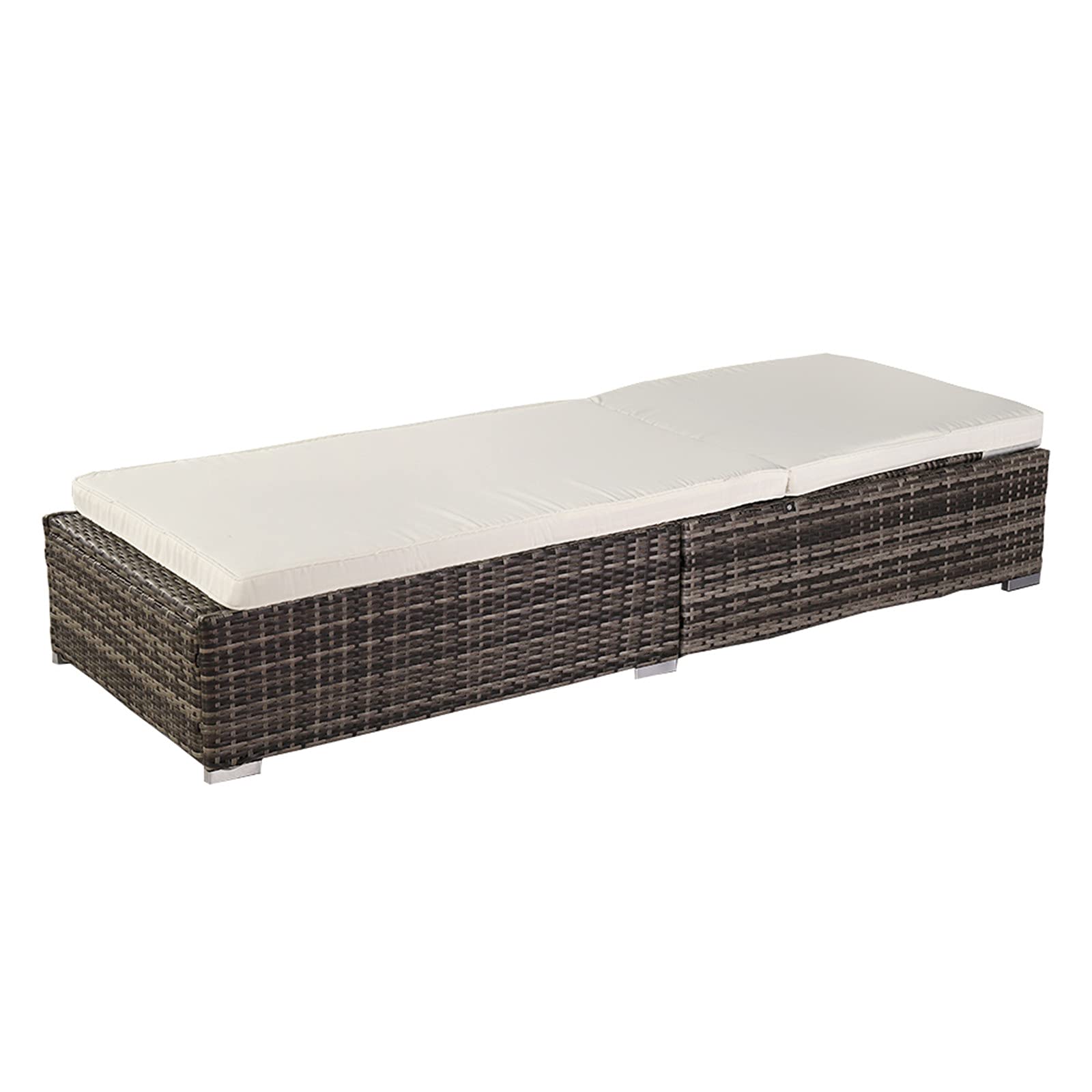 Mushugu GT3-DL Outdoor Rattan Chaise Lounge Pool Bed - Grey | Perfect for Patio, Garden, and Poolside Relaxation