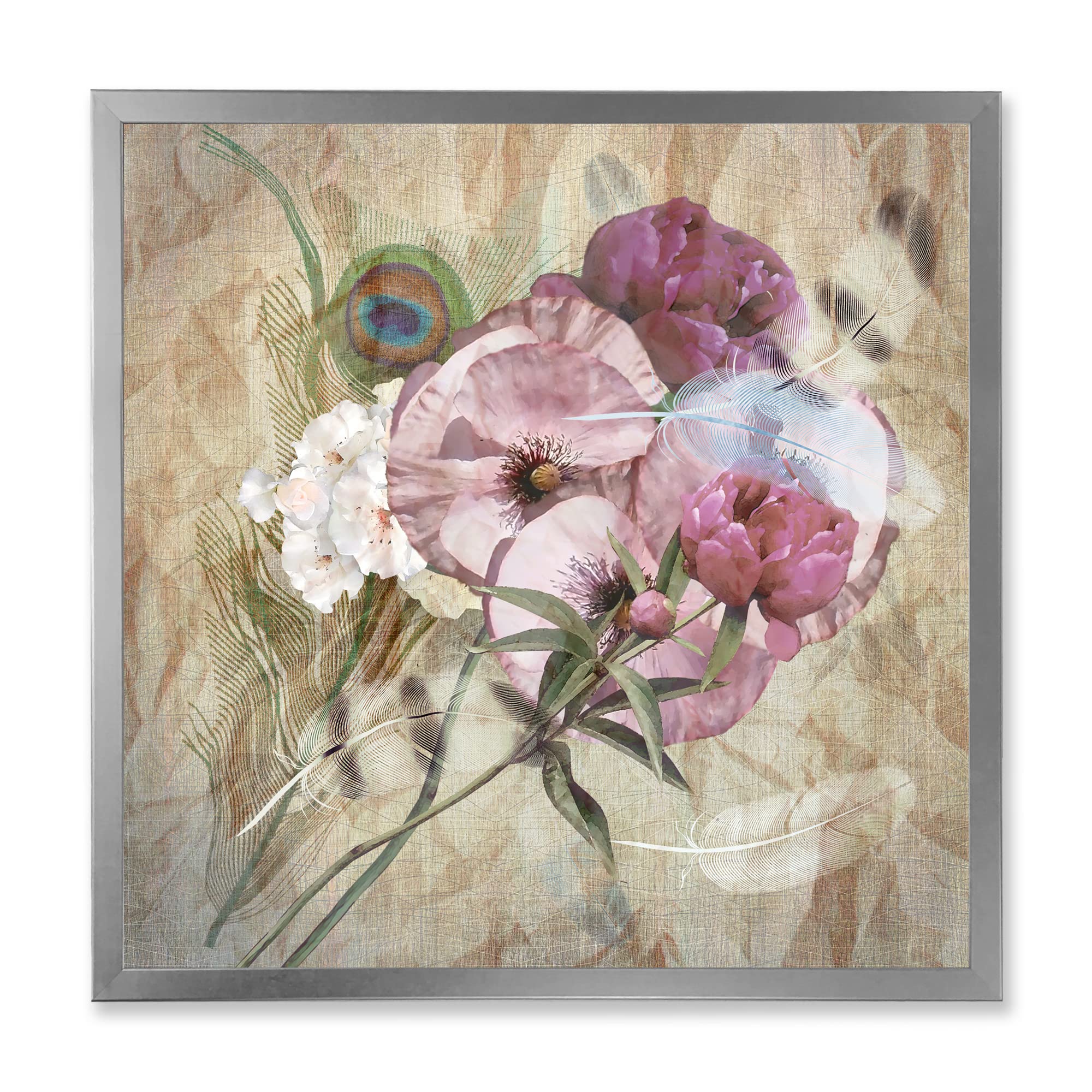 DesignQ Iris Bouquet Floral Framed Wall Art - Traditional Home Decor for Living Room, Bedroom & Office