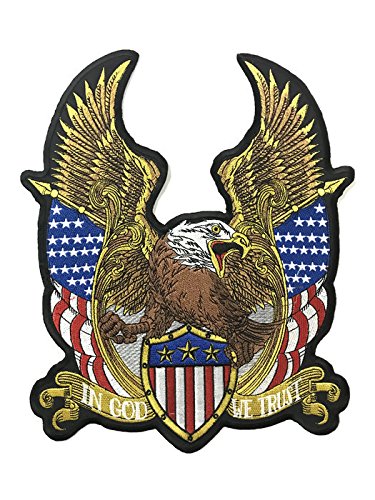Large American Bald Eagle Back Patch - Iron-On Embroidered Applique for Denim Jackets, Vests & Bags | Patriotic DIY Sewing Accessory for Bikers, Rockers & Fashion Enthusiasts