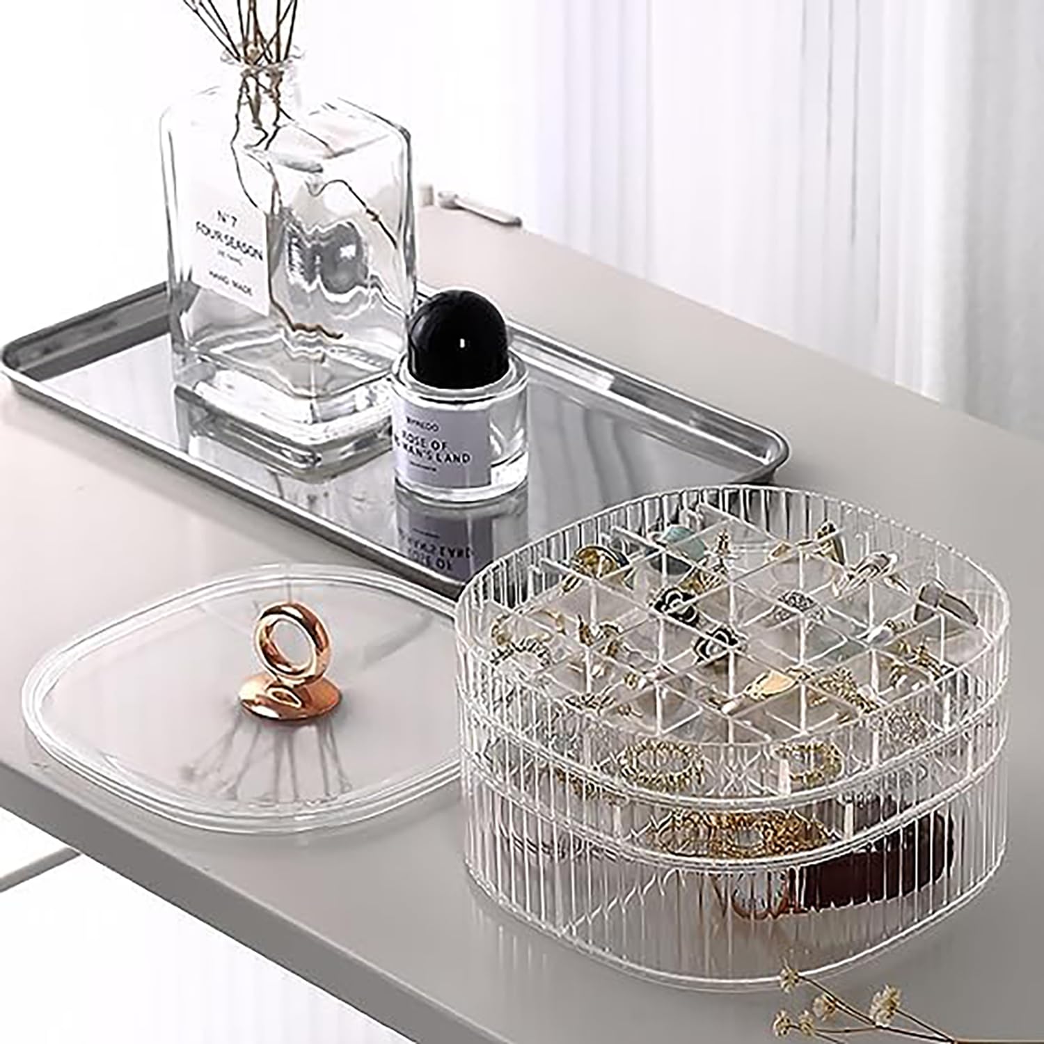 3-Layer Clear Acrylic Jewelry Organizer Box with Handle - Jewelry Storage & Makeup Organizer for Women & Girls - Perfect for Travel, Home Vanity & Gift Giving