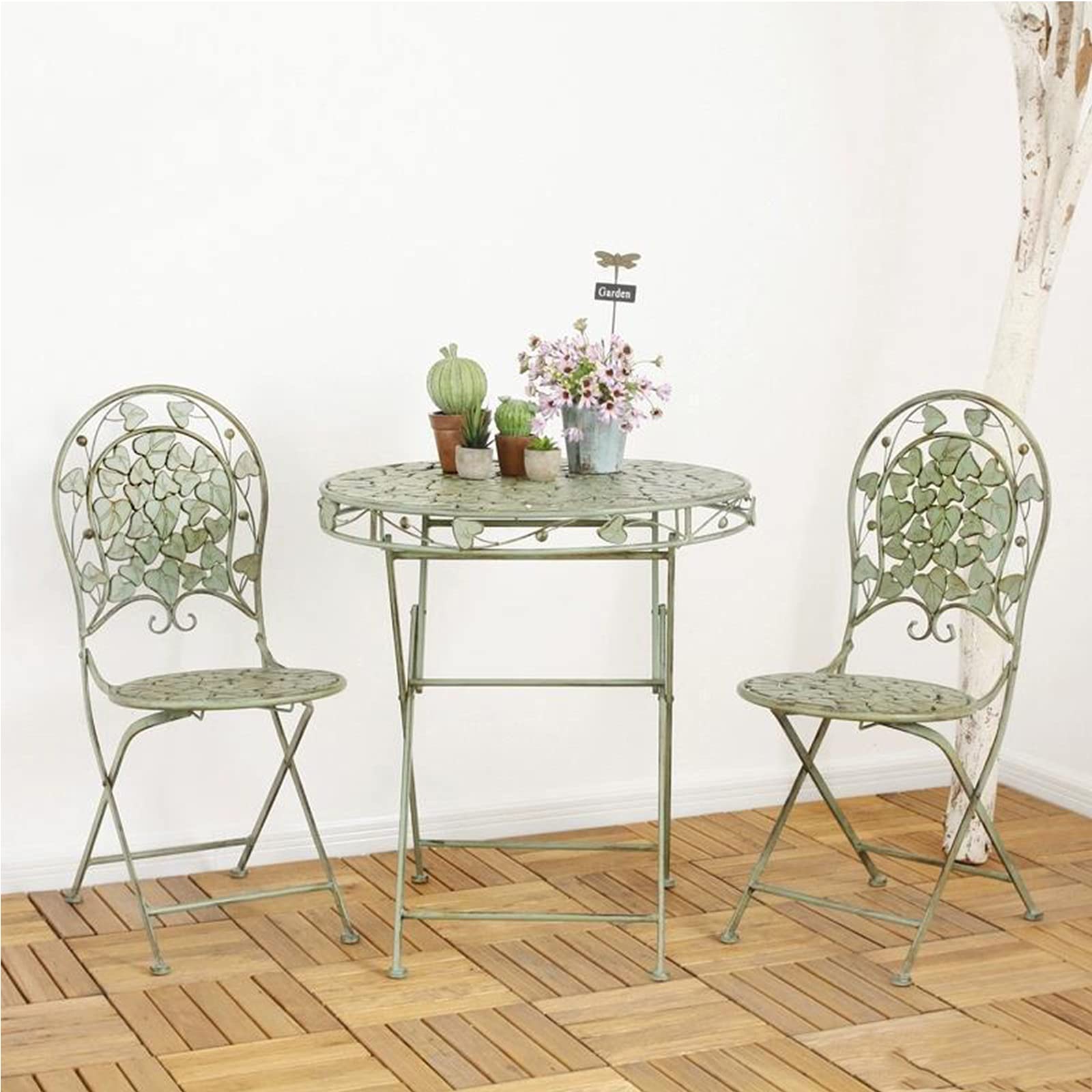 WANGLE 3-Piece Folding Outdoor Patio Furniture Set - Foldable Courtyard Tavern Side Table & Chairs for Garden, Balcony, Backyard - Multi-Colored Options for Outdoor Dining & Relaxation