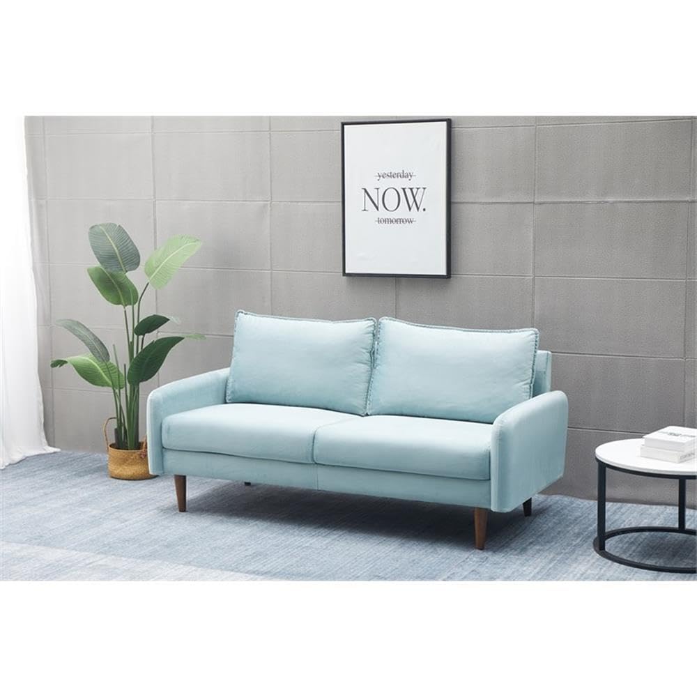Hambrok Velvet Living Room Sofa in Light Grayish Cyan - Modern Comfortable Couch for Small Spaces, Apartments & Cozy Home Decor | Perfect for Lounging, Entertaining & Relaxing