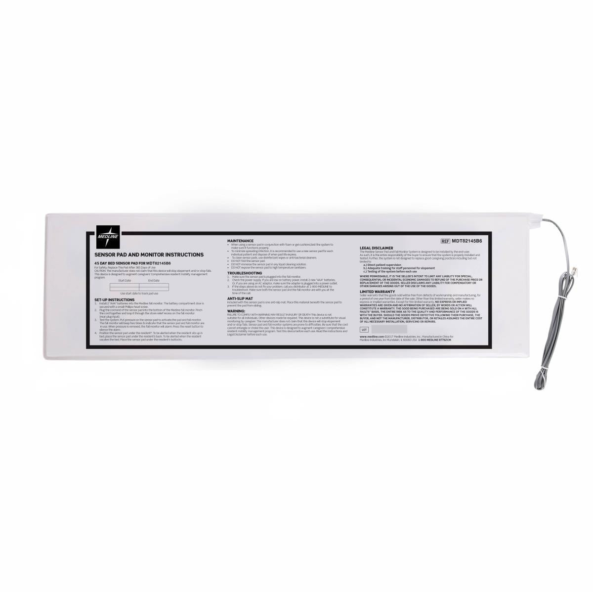 Medline Economy Chair and Bed Alarm Sensor Pads - Fall Prevention for Elderly & Patients - Home Care & Hospital Safety Solution