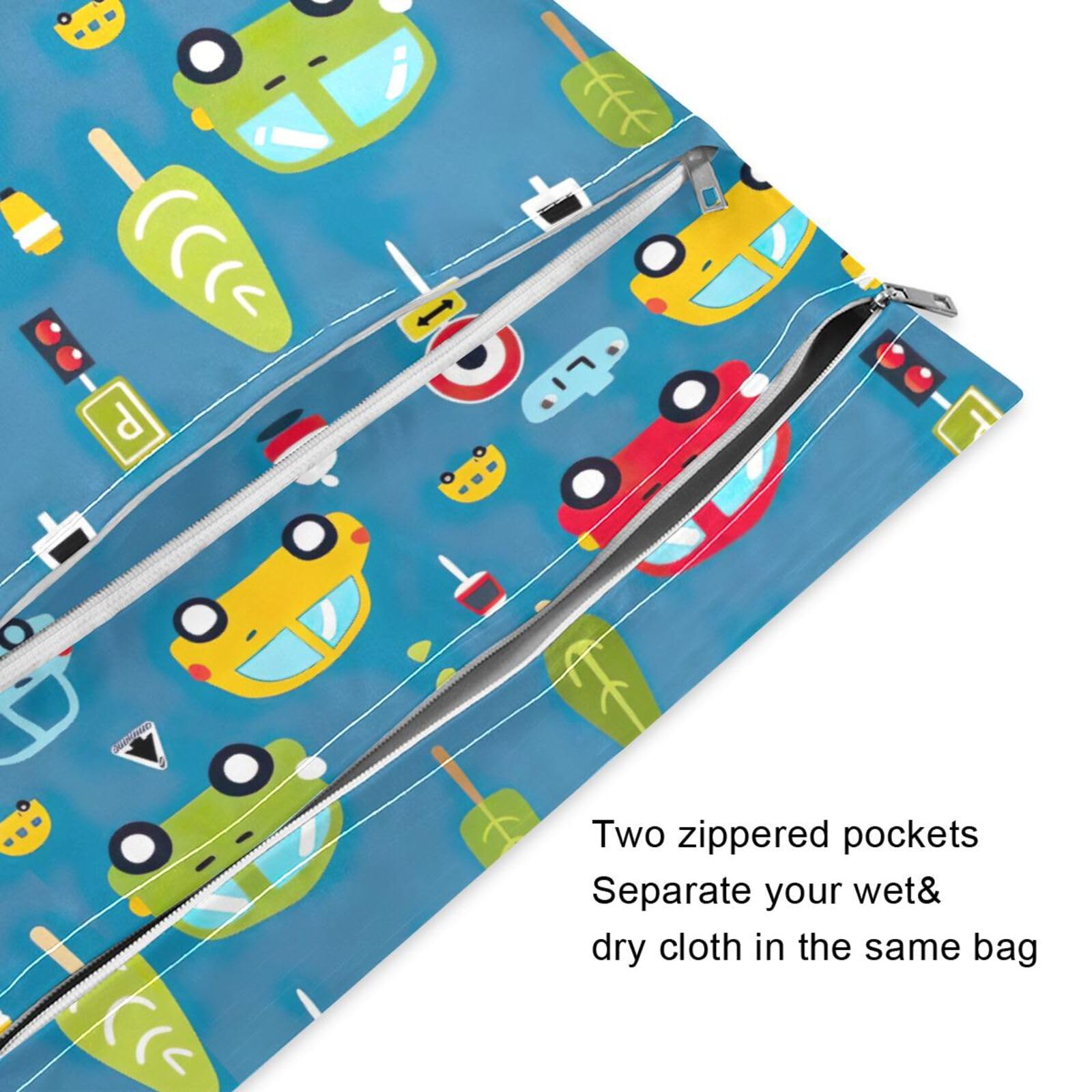 Waterproof Wet Dry Bag Set of 2 - Kawaii Car Traffic Light Design Diaper Bag for Travel, Beach, Gym, Swimming & Baby Essentials Storage | CHSIN 21219464