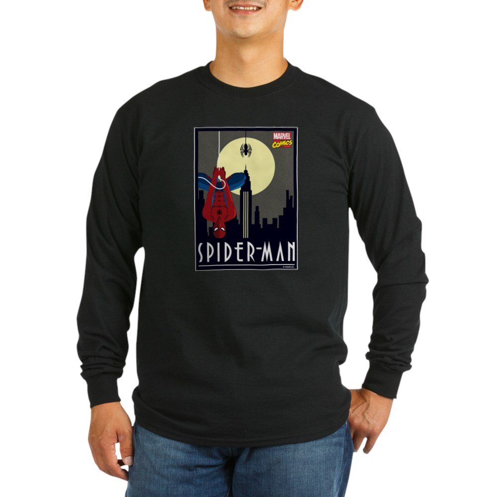 Moonlight Spiderman Graphic Long Sleeve T-Shirt for Men - Dark Superhero Tee for Casual Wear & Cosplay | Perfect for Halloween, Comic Con & Everyday Outfits