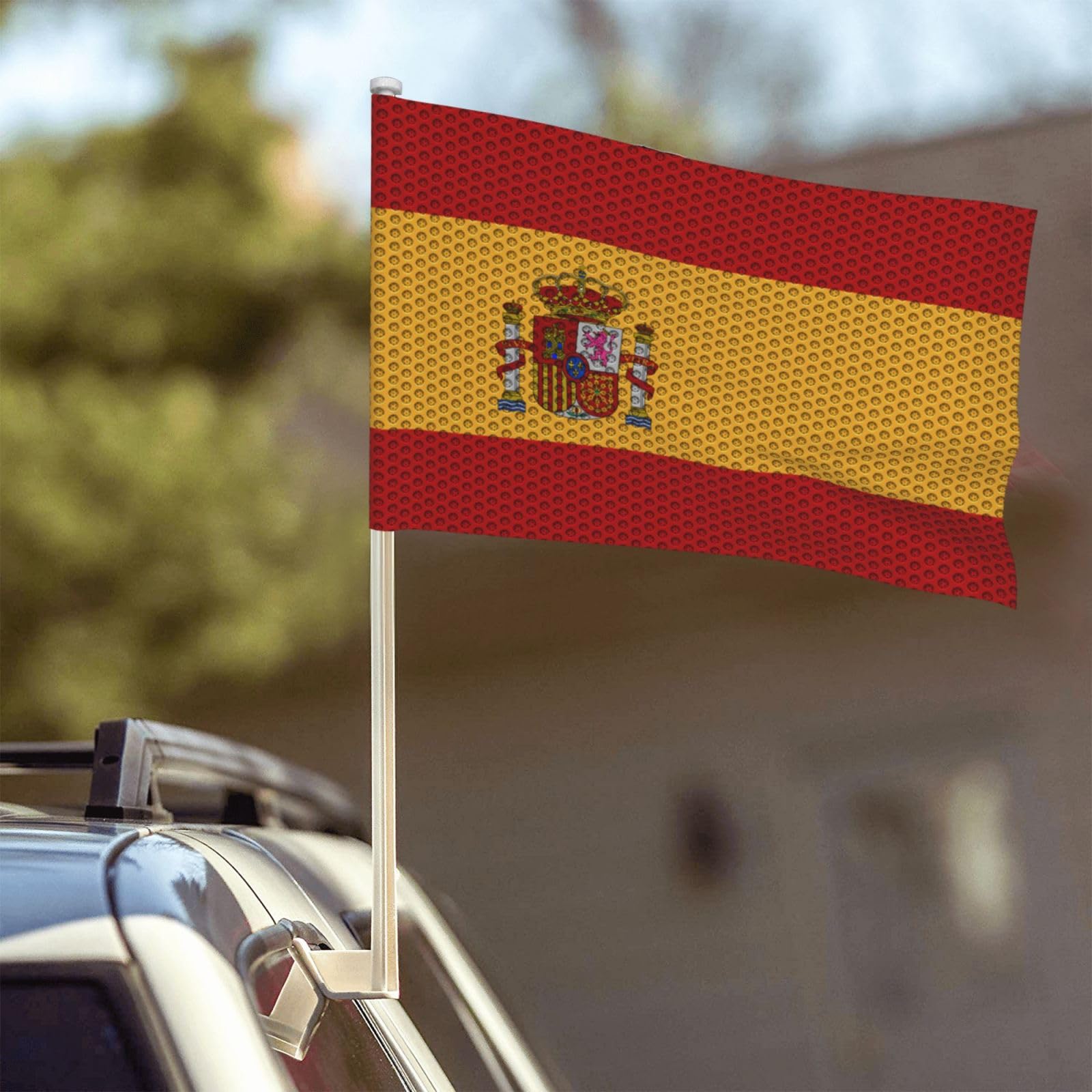 Double-Sided Spain Flag 12x18 Inch - Car Window Flag with Clip for Outdoor Decoration | Perfect for Soccer Games, Parades & National Holidays