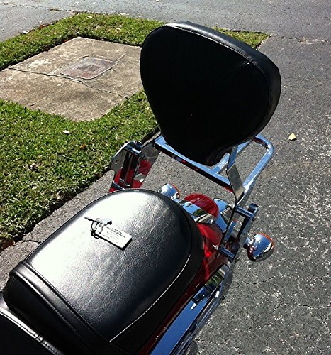 Kawasaki Vulcan VN900 Classic/Custom Sissy Bar Backrest with Heavy Duty Luggage Rack - Comfortable Passenger Support for Long Rides & Motorcycle Touring Accessories