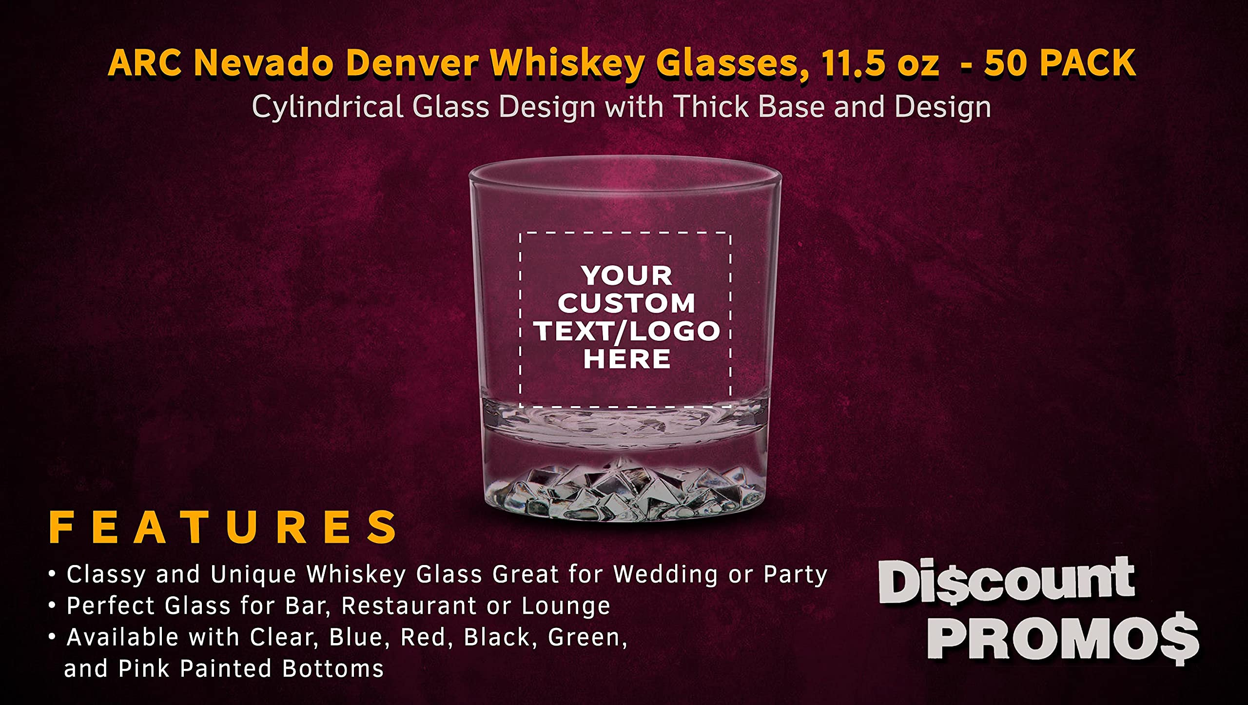 Customizable 11.5 oz ARC Nevado Denver Whiskey Glasses Set - Engraved Barware, Made in USA - Perfect for Home Bars, Gifts & Special Occasions
