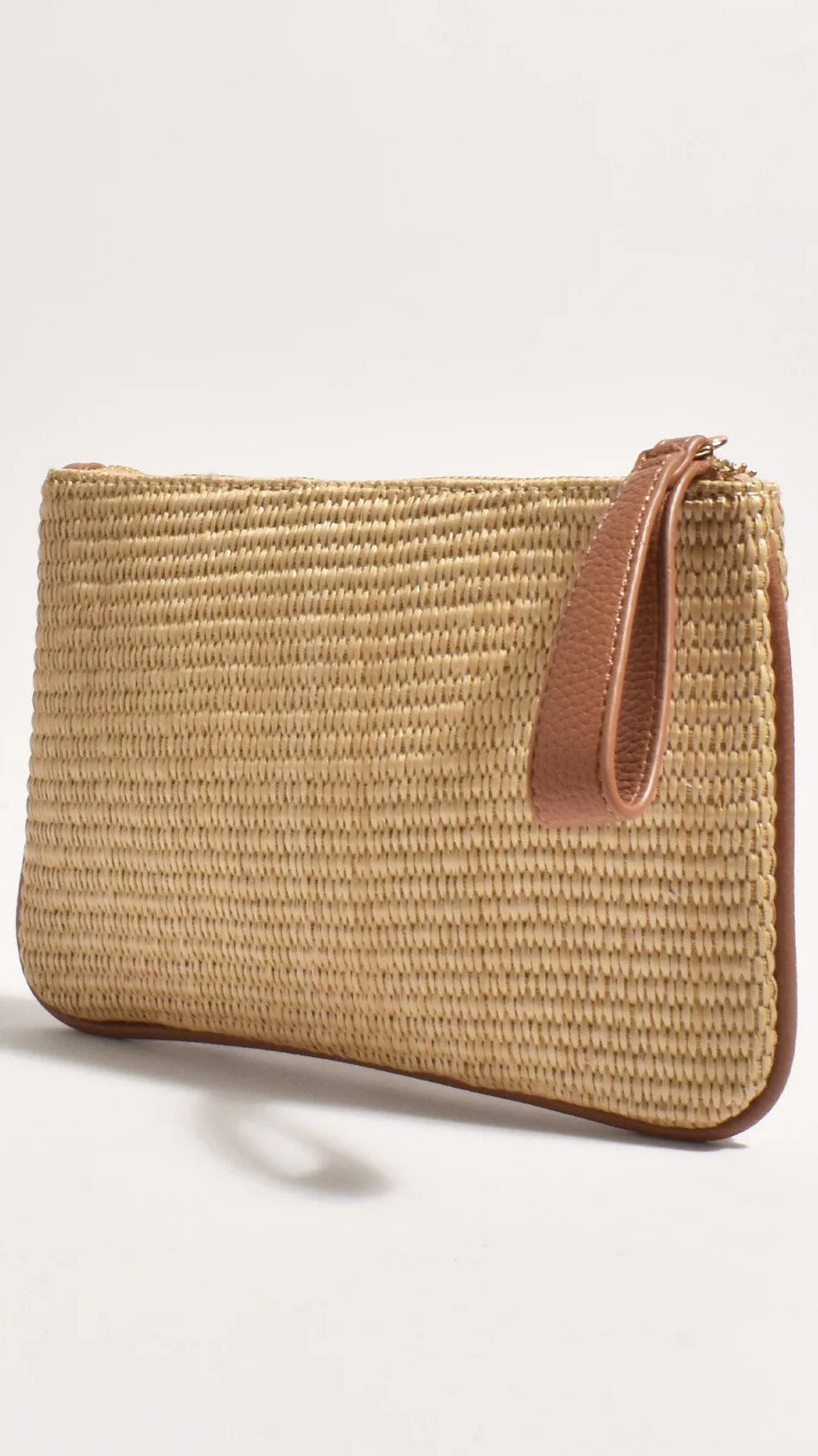 Francesca Woven Crossbody Pouch Bag - Natural Tan Leather Clutch for Women | Perfect for Parties, Travel & Everyday Use