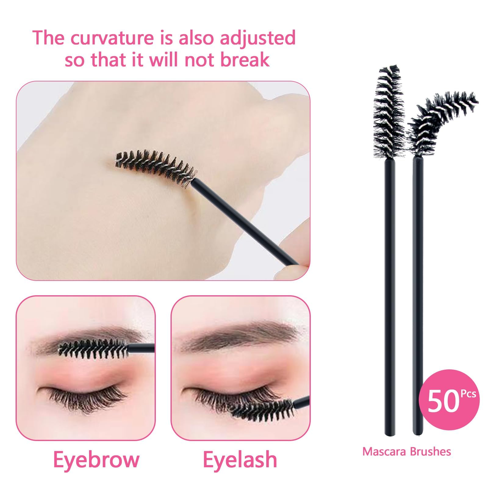 Buqikma Lash Shampoo for Eyelash Extensions - 2.11 Fl Oz Mini Lash Fan with 50 Pcs Eyelash Brushes & Rinse Bottle - Gentle Foam Cleanser for Lash Extension Care at Home (Black) | Perfect for Salon Professionals & DIY Lash Maintenance