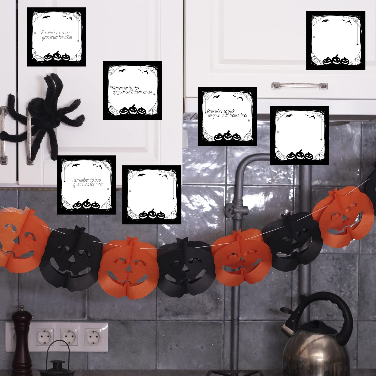 Halloween Sticky Notes - 450 Self-Adhesive Removable Note Pads with Spider, Pumpkin & Bat Designs for Work, Study & Office Organization - 3 Styles, 9 Pads (50 Sheets Each) - Perfect for Halloween Decor, School Supplies & Gift Giving