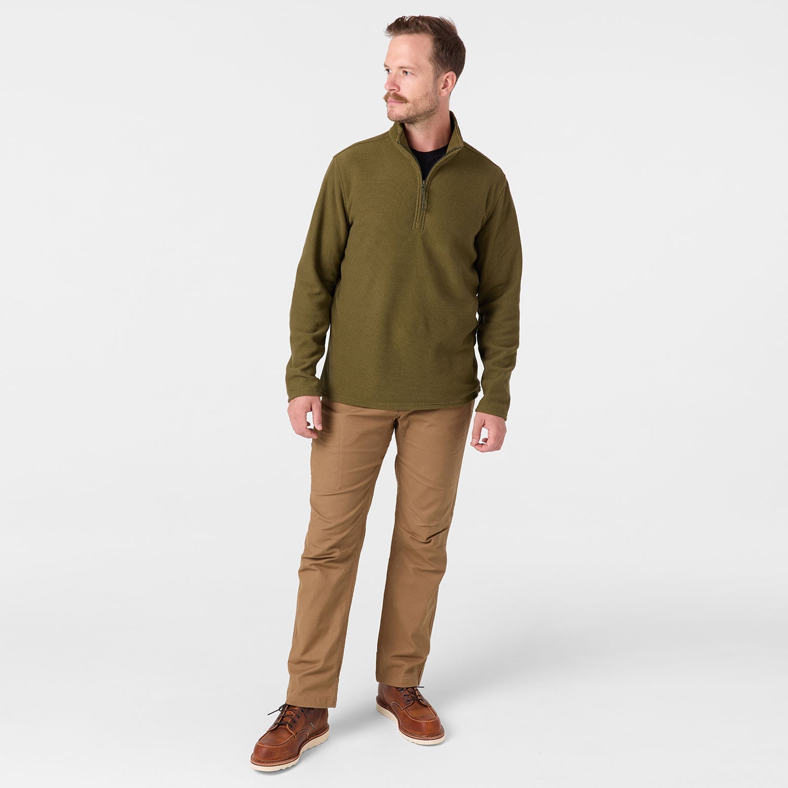 Men's Apex Quarter Zip Fleece Pullover - Soft & Warm Outdoor Jacket for Hiking, Camping & Casual Wear - Forest Moss Green