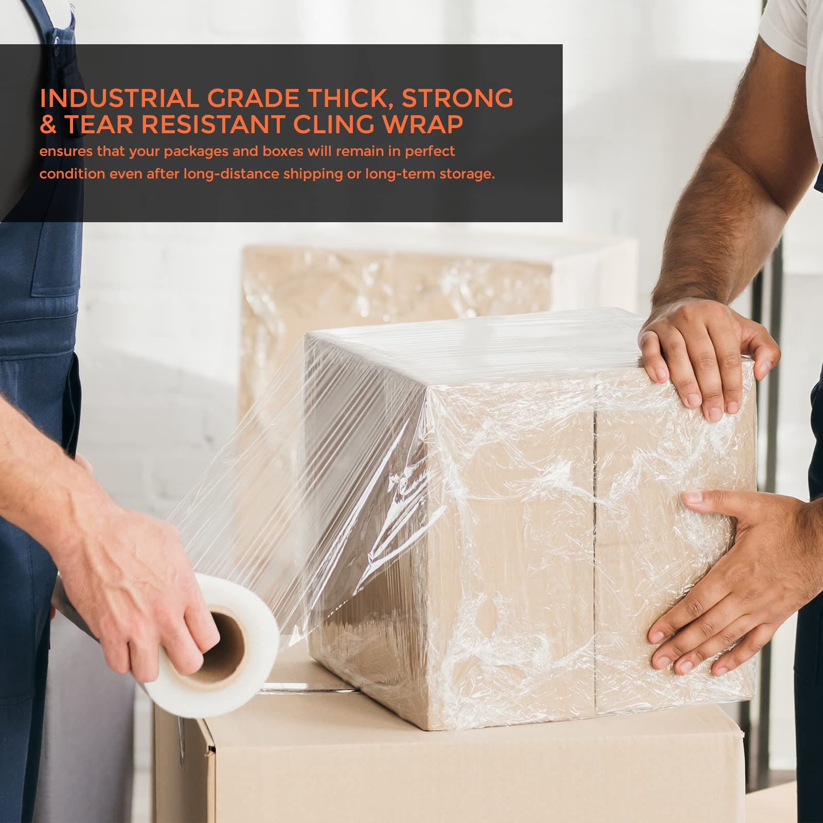 18” Stretch Wrap Film 16 Rolls x 1000 Ft - Industrial Strength Clear Plastic Shrink Wrap for Moving, Packing & Storage | Heavy Duty 55 Gauge Adhesive Wrap for Boxes, Furniture & Pallet Securing | Ideal for Home Moving, Warehouse Shipping & Retail Packaging