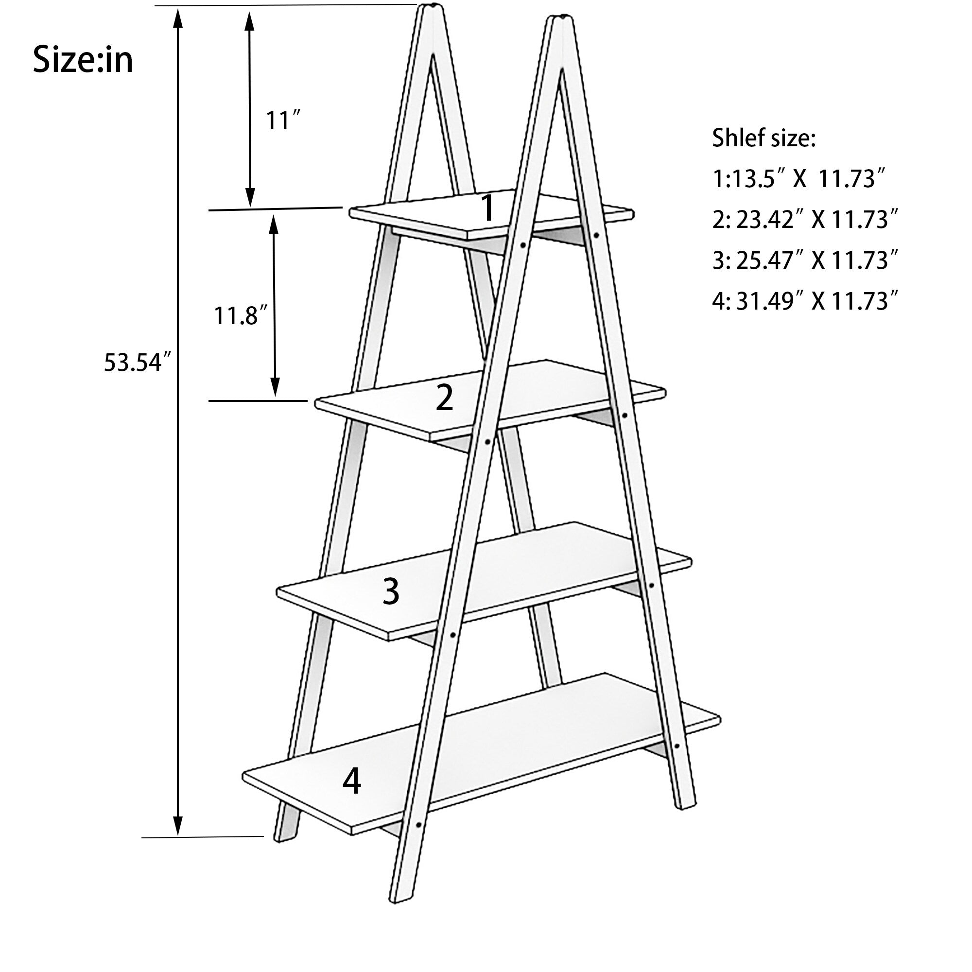A-Frame Ladder Display Bookshelf - Rustic Wooden Shelf for Home Decor, Books & Plants - Perfect for Living Room, Bedroom & Office Storage