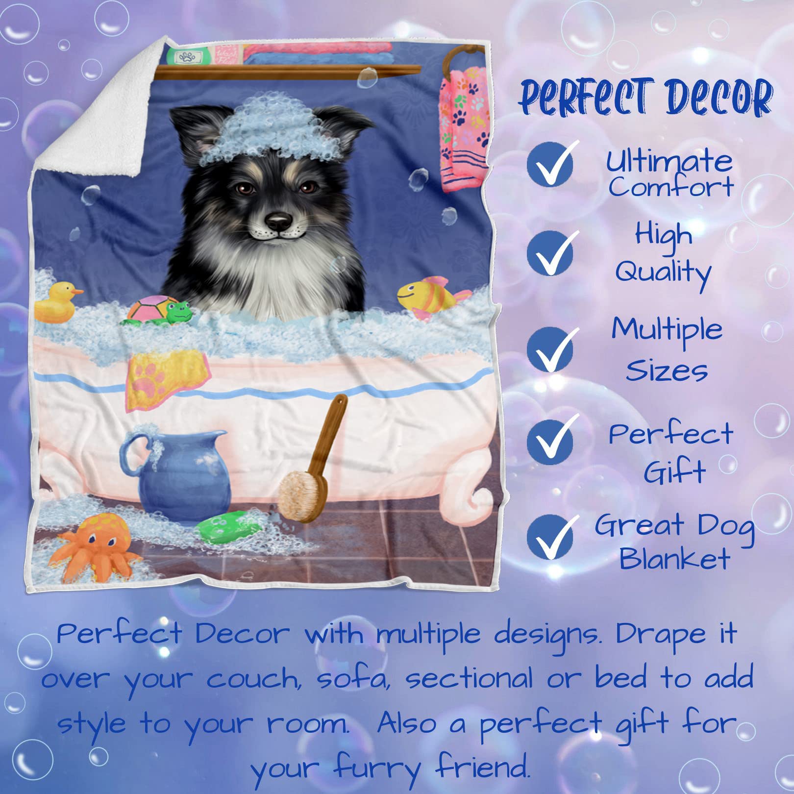 Australian Shepherd Dog Blanket - Lightweight Soft Cozy & Durable Pet Blanket for Dogs - Fuzzy Animal Theme Throw for Sofa, Couch & Bed - Perfect for Lounging & Cuddling (50x60 Woven) BLNKT62661