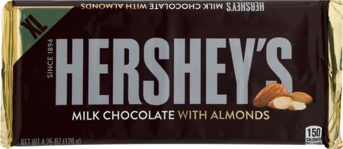 HERSHEY'S Milk Chocolate with Almonds Candy Bar - 4.25 oz - Perfect for Halloween Treats, Party Favors & Gift Giving