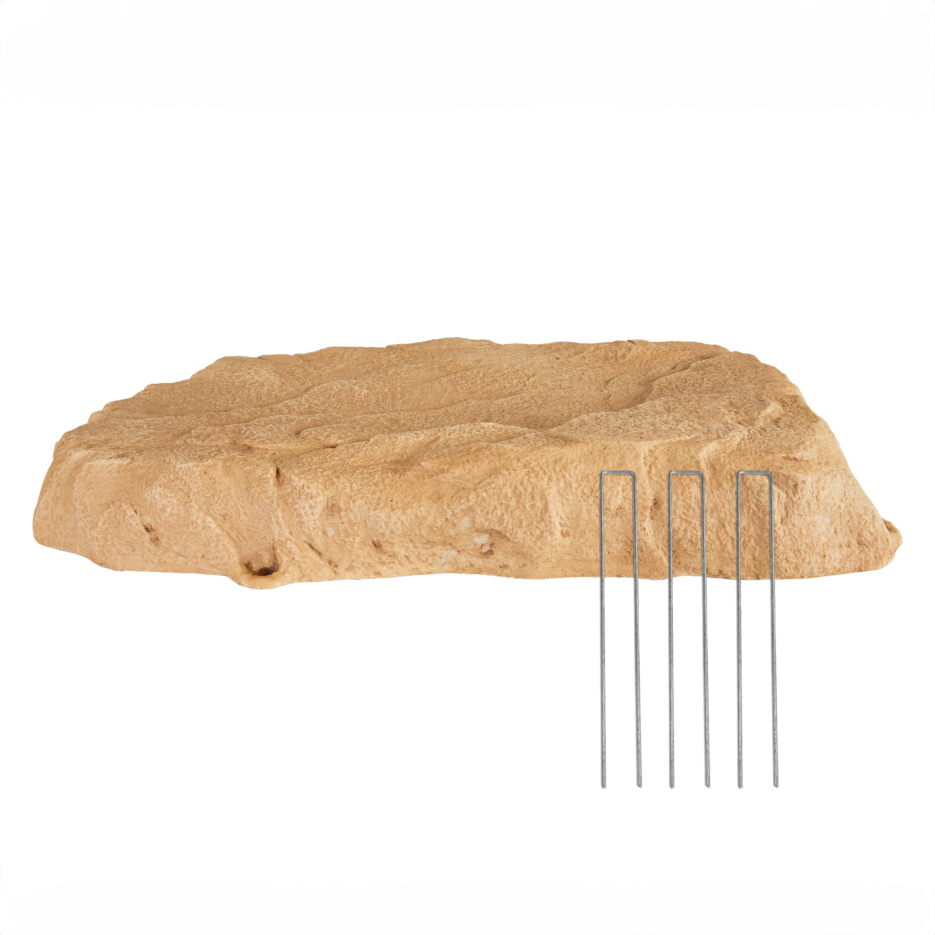 Sunnydaze Flat Artificial Landscape Rock Cover with Stakes - Durable Outdoor Decorative Rock Mat for Garden, Yard & Pool Areas - Perfect for Landscaping, Hiding Wires & Enhancing Aesthetics