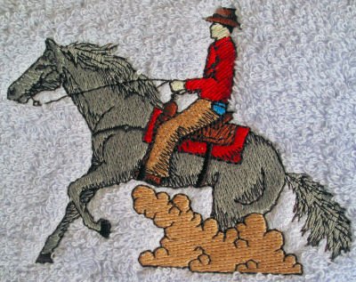 Premium Cotton Bath Towel Set with Embroidered Reining Horse & Rider Design - Soft, Absorbent Luxury Towels for Spa, Bathroom, and Poolside Use