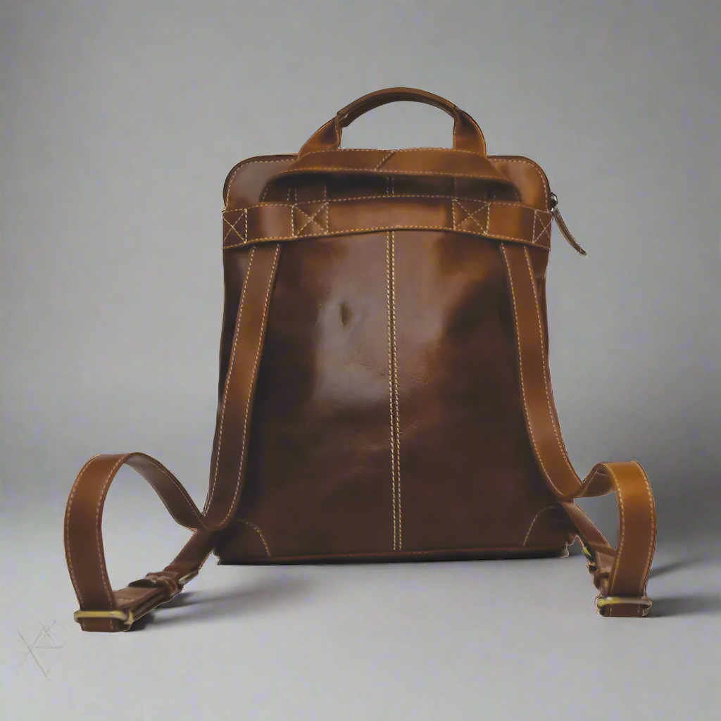 Durable Leather Backpack for Men & Women - Waterproof Travel Hiking Laptop Bag - Perfect for Outdoor Adventures, Commuting & Daily Use